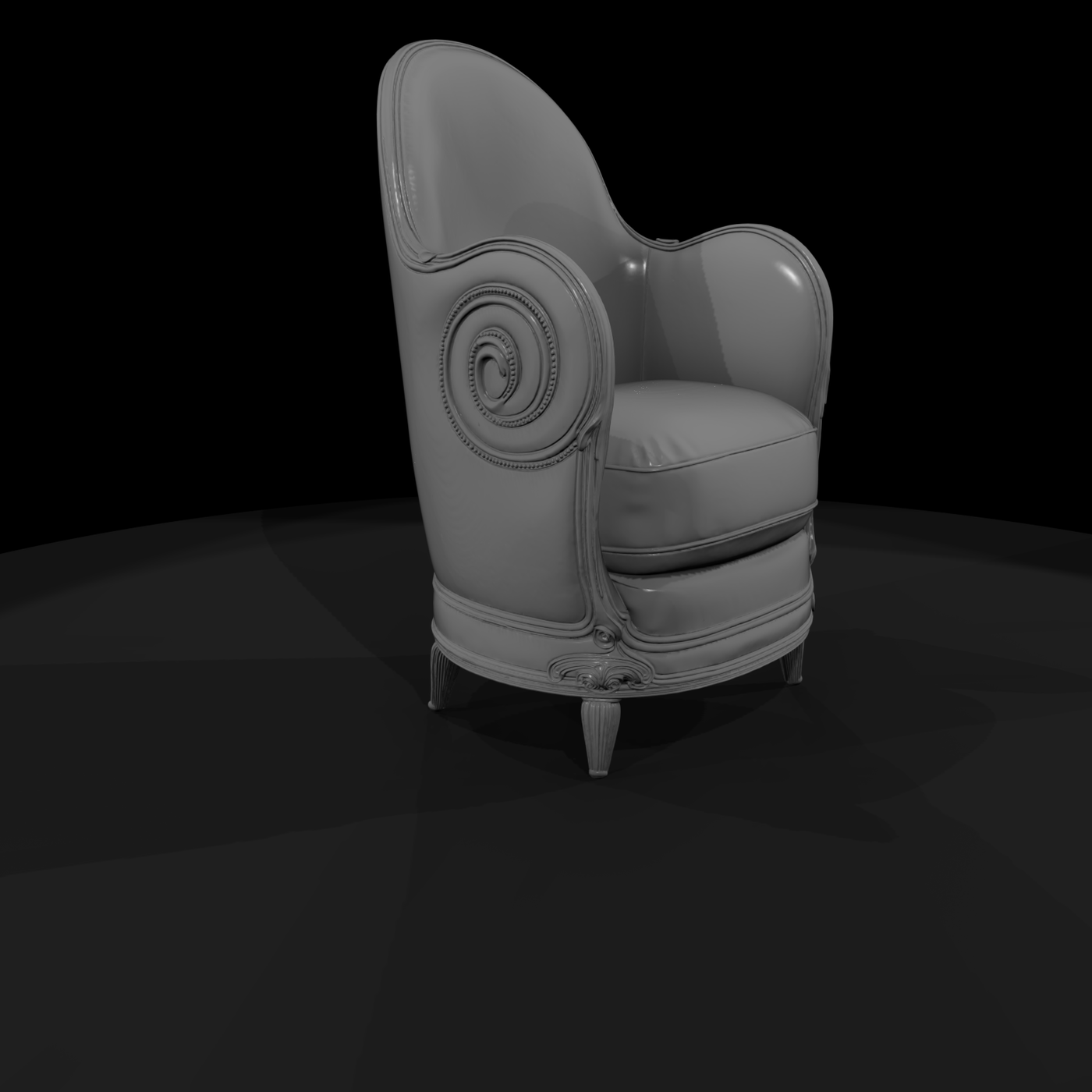Neoclassical Carved Upholstered Armchair