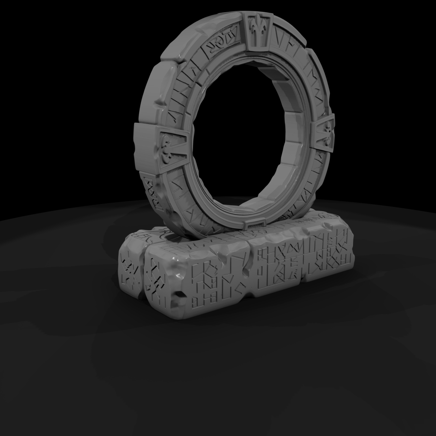 Stylized Nordic Runic Stone Portal 3D Model Pncq2W