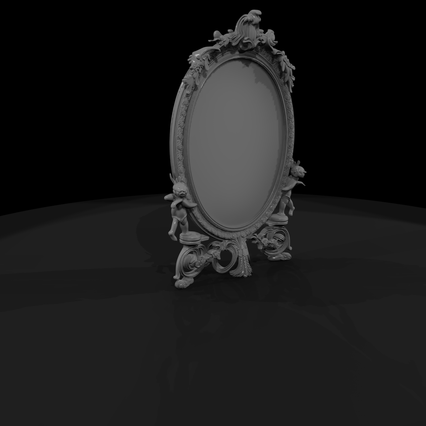 Rococo Cherub Oval Vanity Mirror