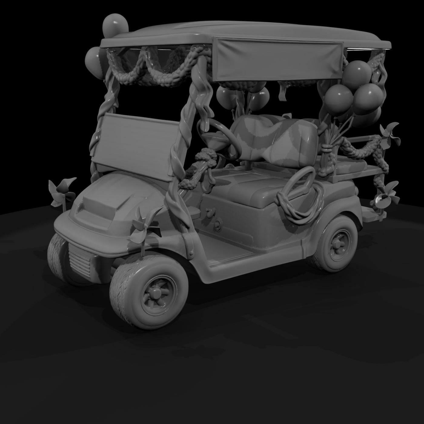 Parade-Decorated Golf Cart with Balloons