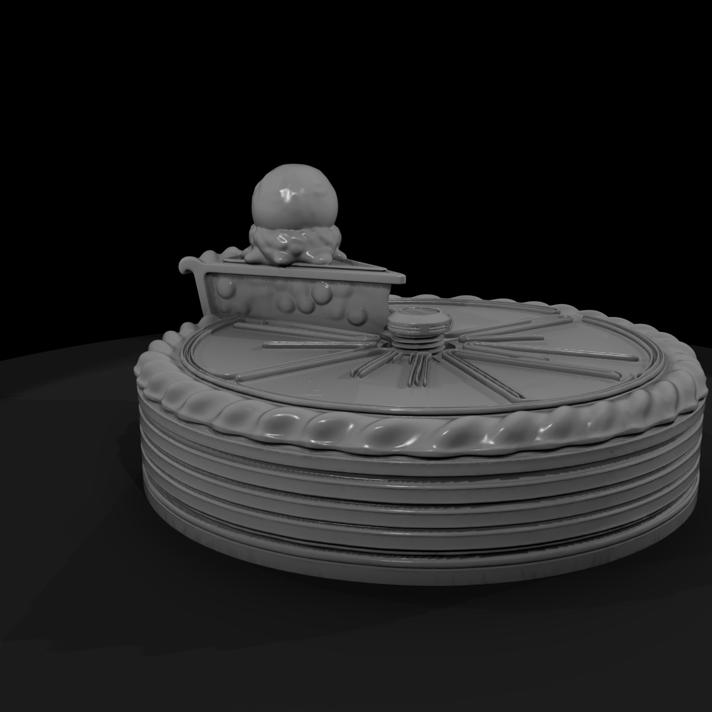 Stylized Pie Cake with Ice Cream Topper
