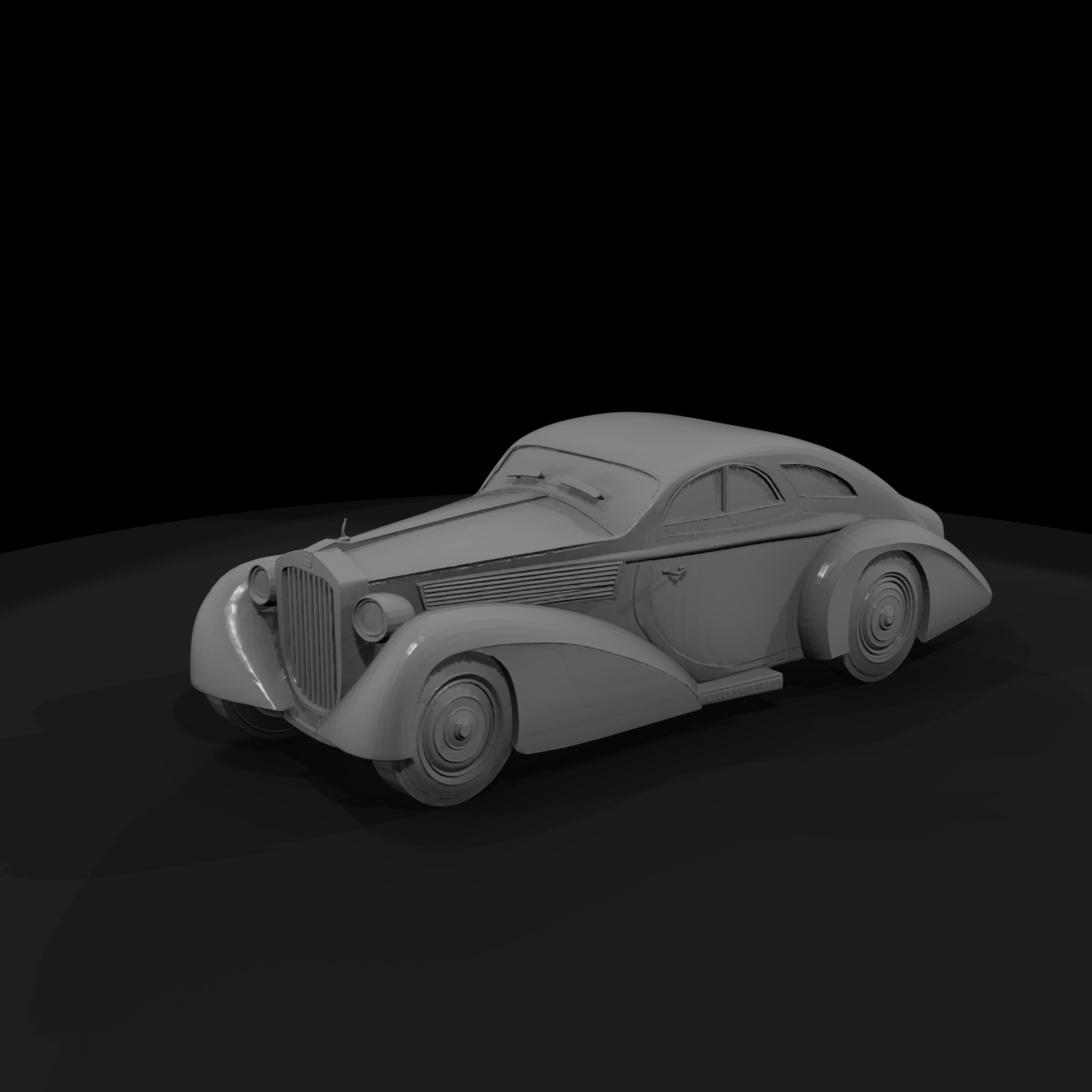 Art Deco Vintage Luxury Coupe Untextured 3D Model