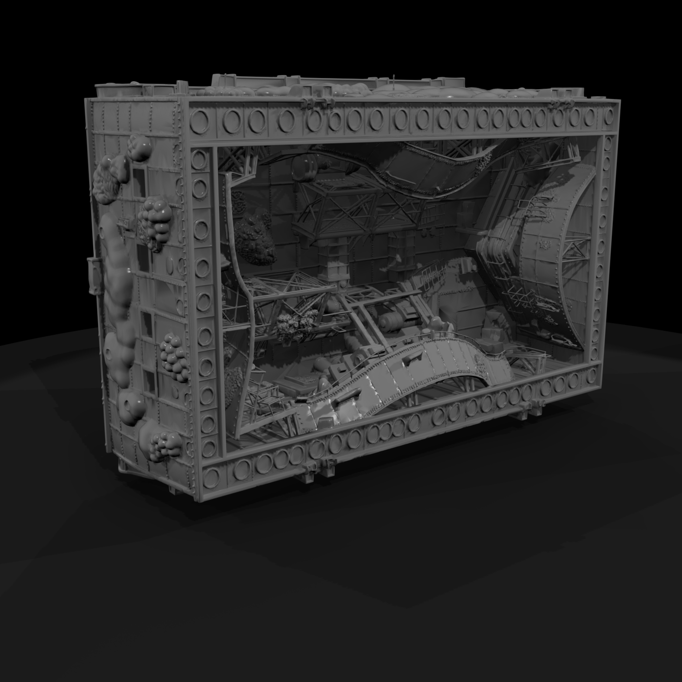 Sunken Shipwreck Vignette — Hard-Surface Wreck