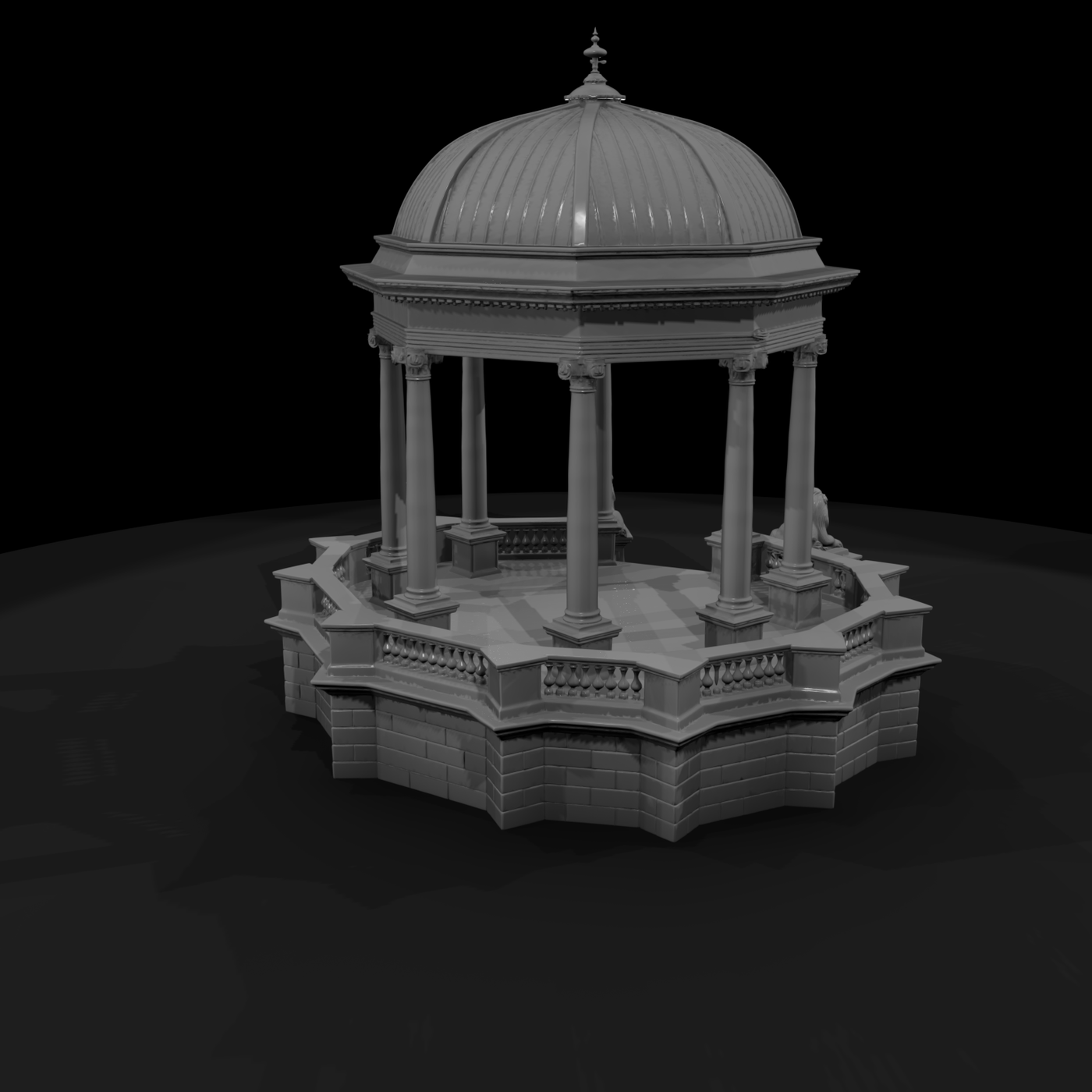 Domed Classical Marble Garden Pavilion