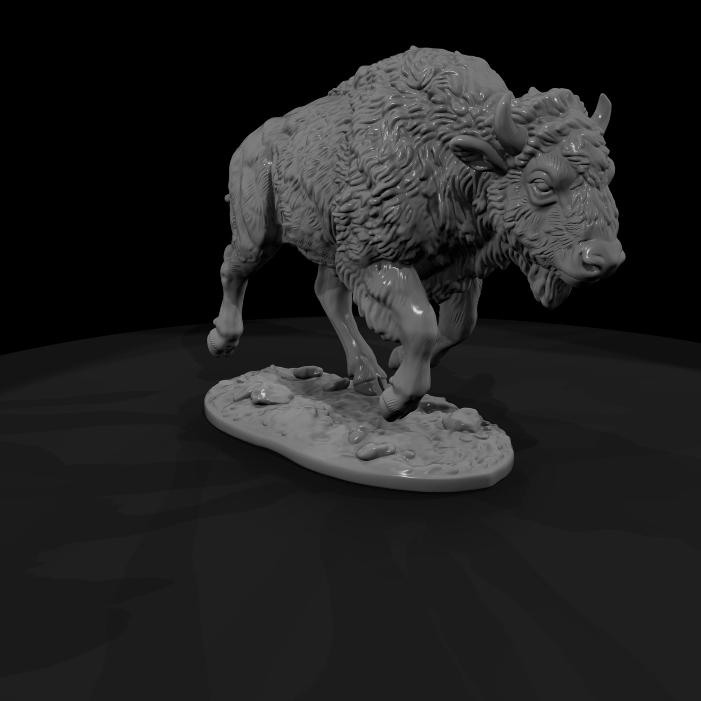 Charging Young American Bison
