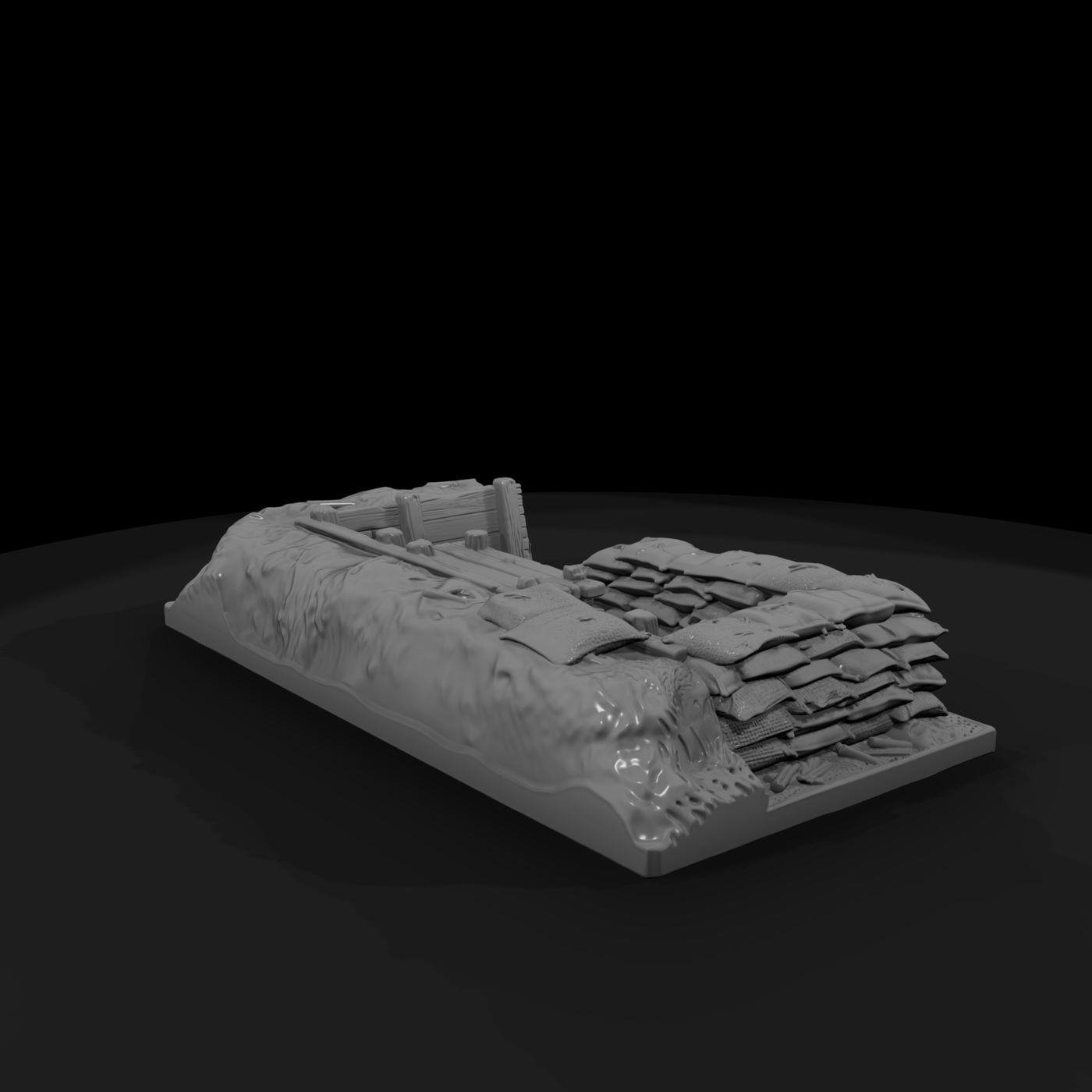 Fighting Trench Section with Sandbags