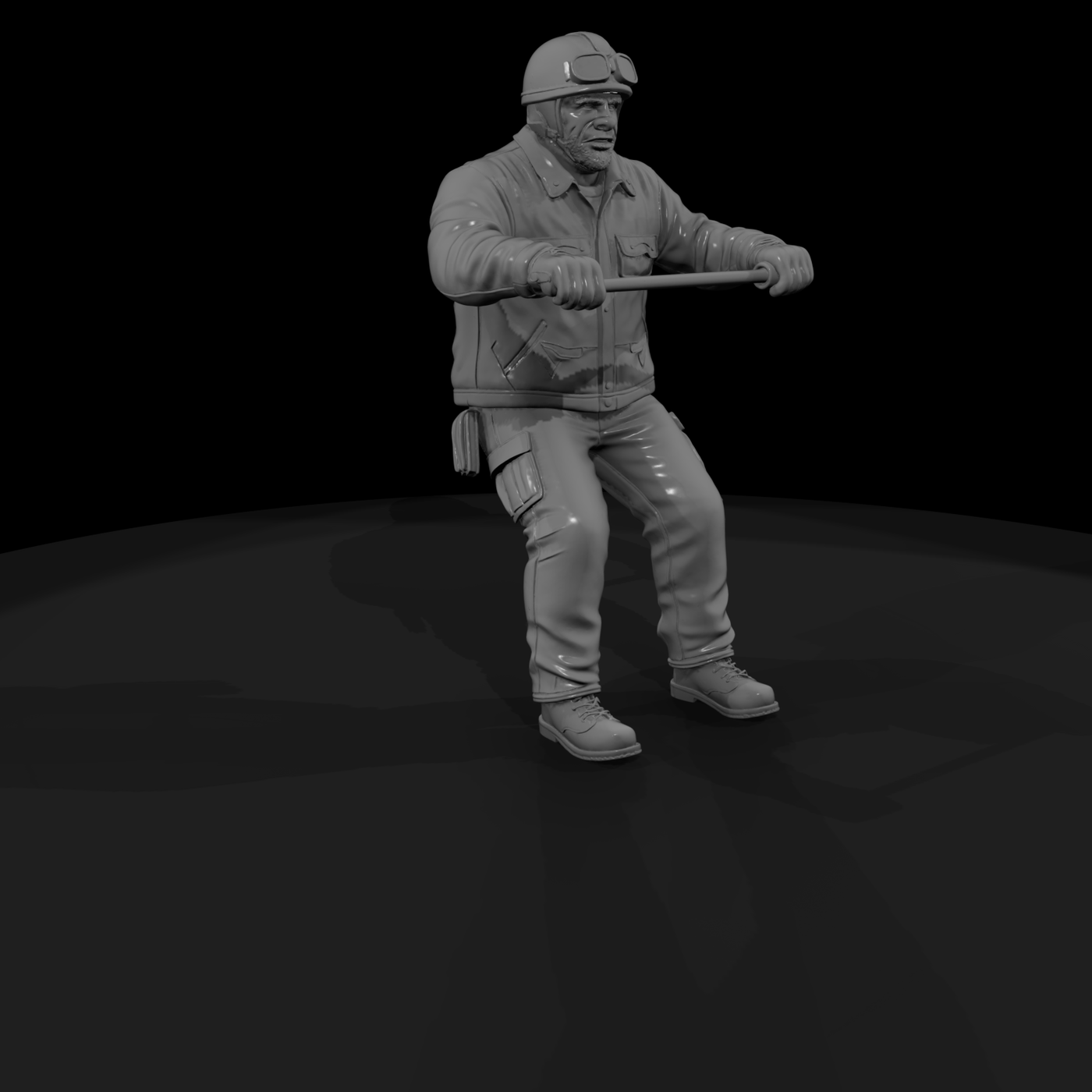 Seated Motorcycle Rider (Male) — Modern Helmeted Figure
