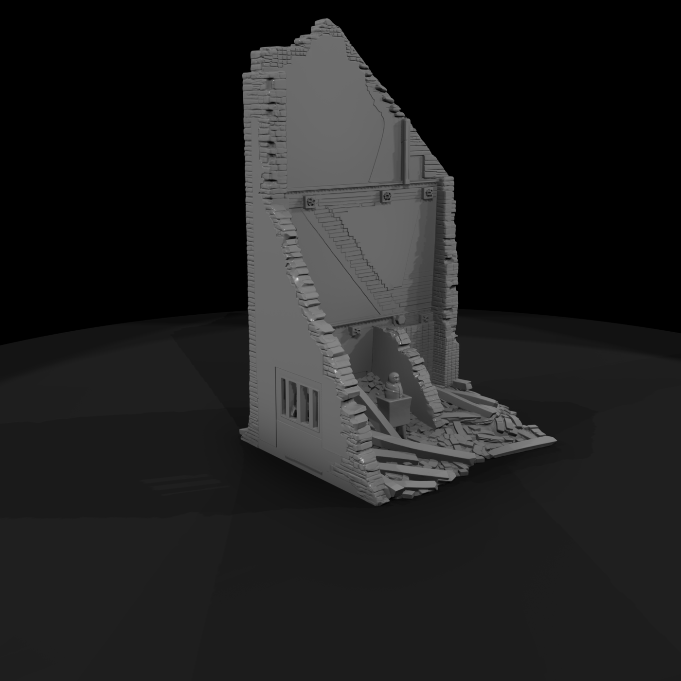 Ruined Brick House Interior Wall Section