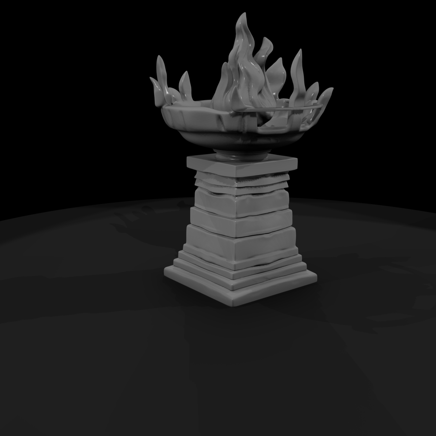 Ceremonial Brazier on Stone Pedestal