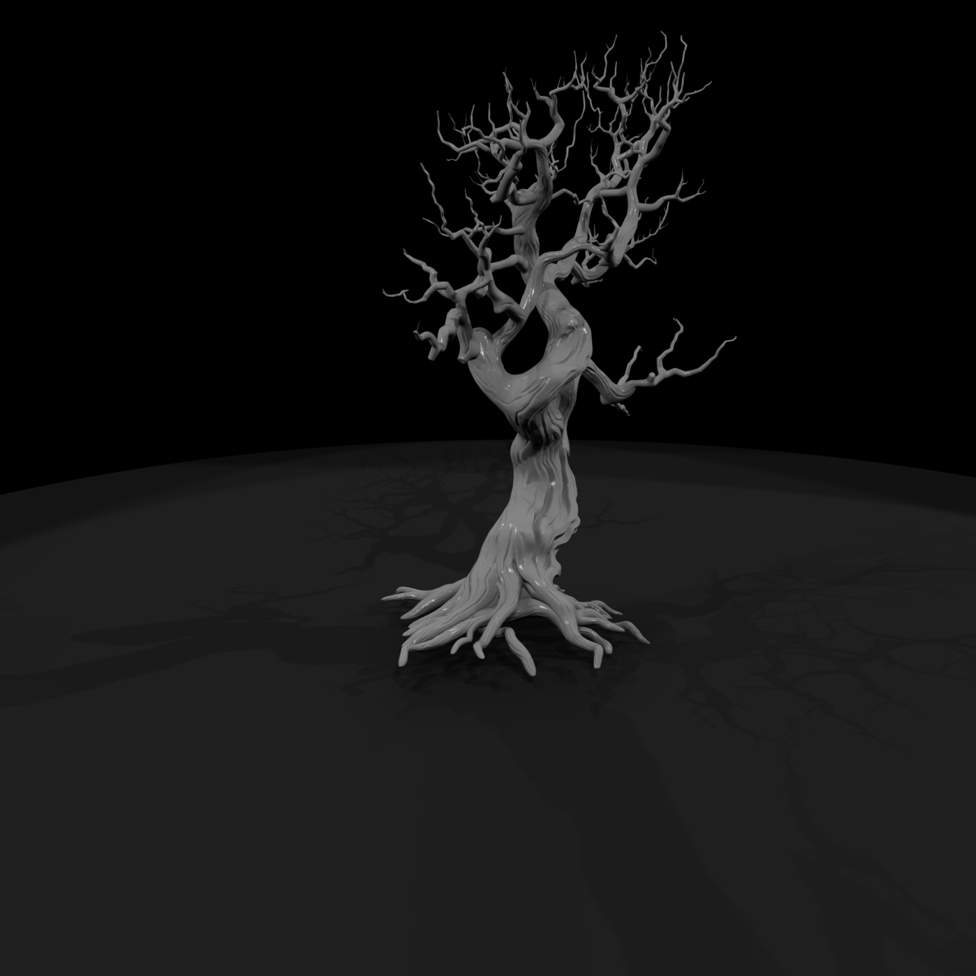 Stylized gnarled dead tree