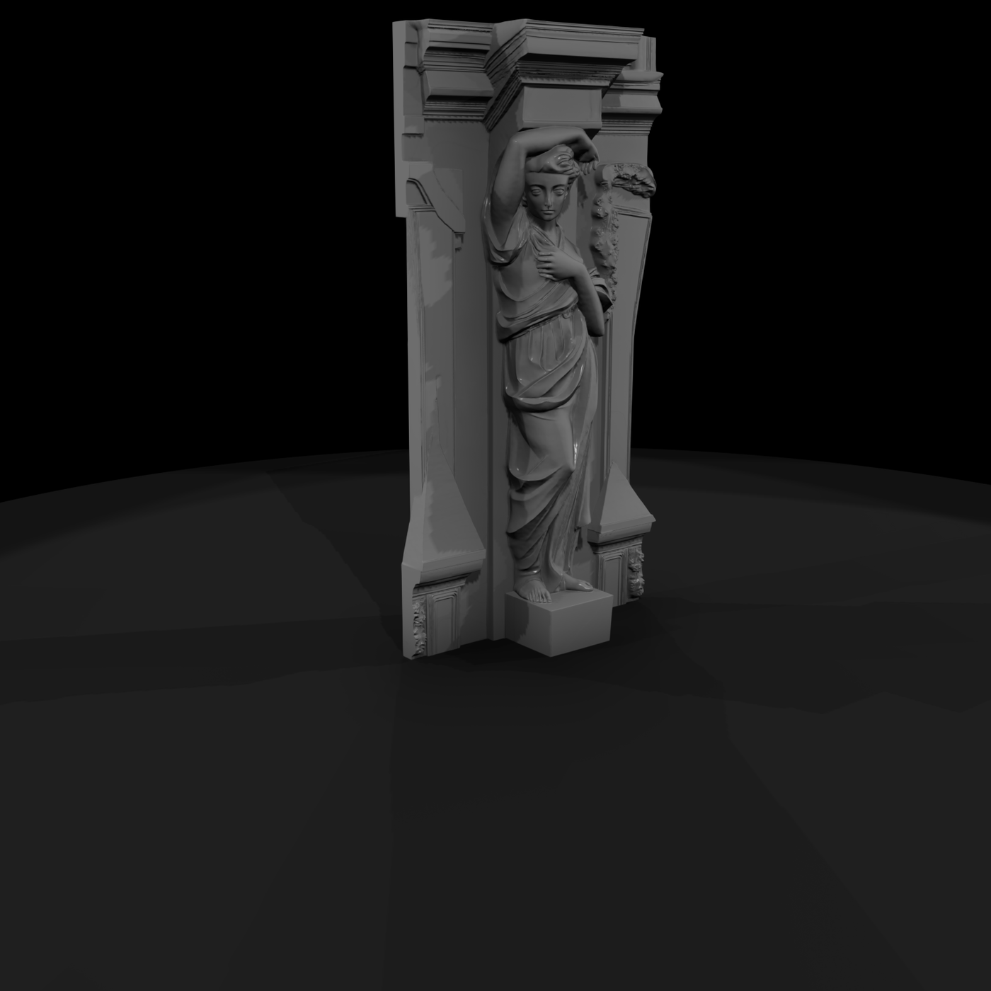 Neoclassical Caryatid Wall Statue (Flat‑Back) — Ornament