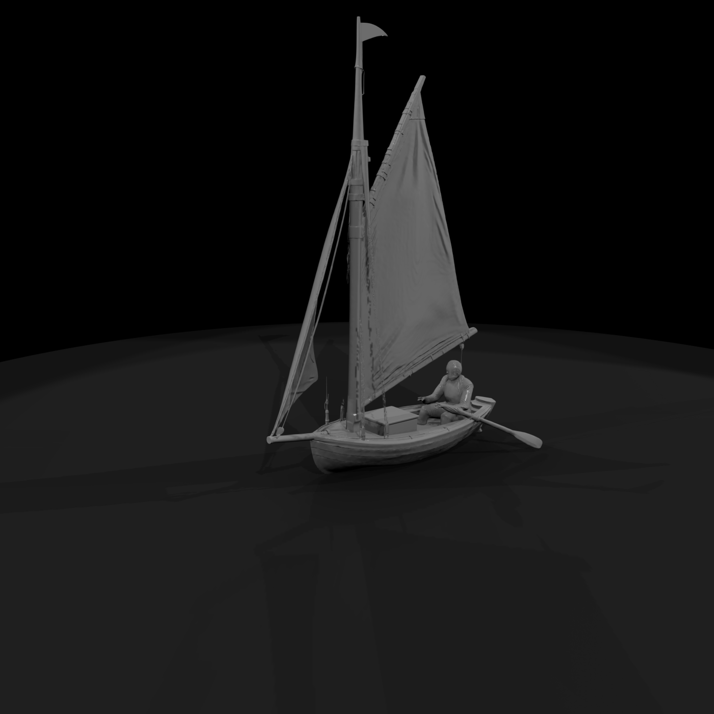 Sailboat with Seated Fisherman
