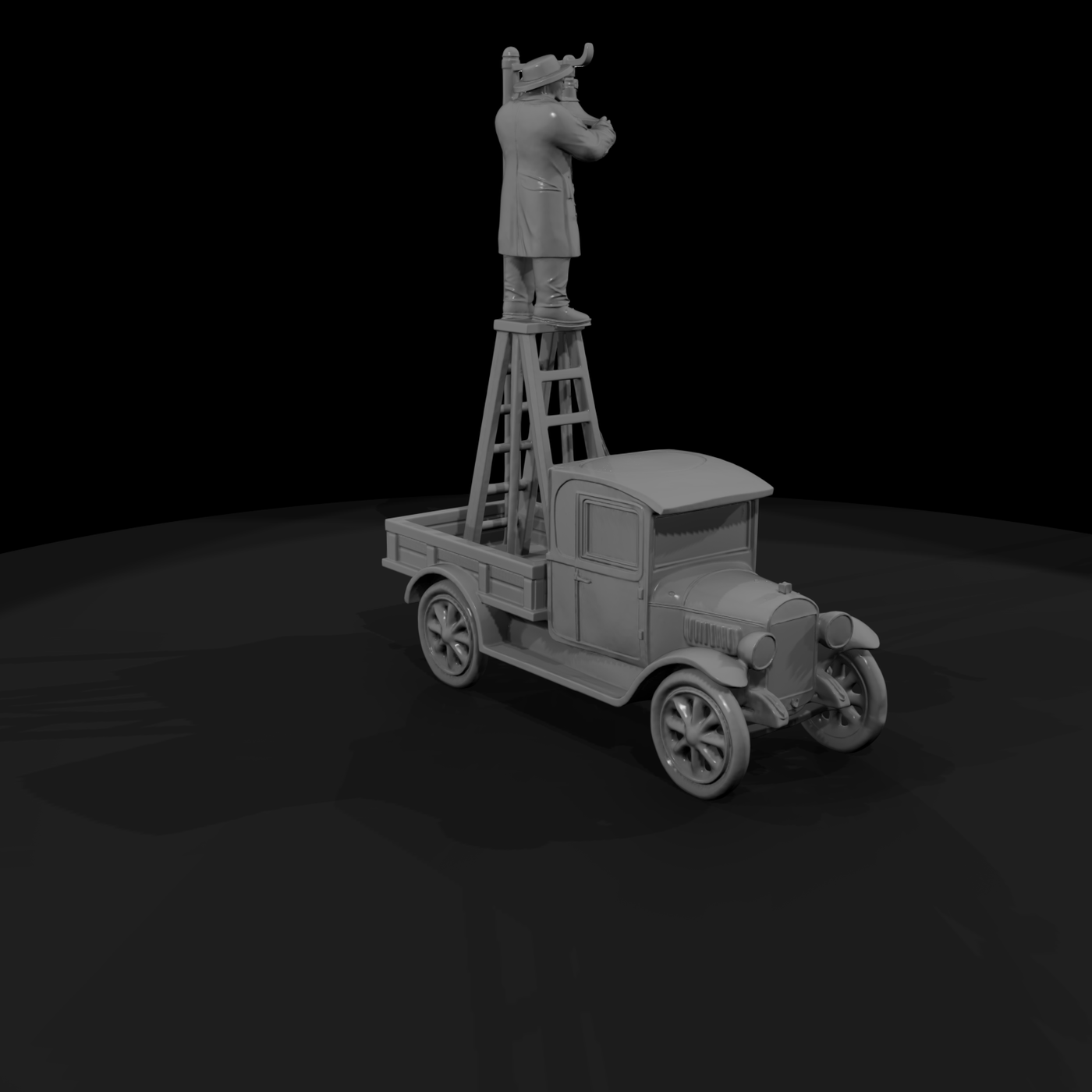 1920s Lamplighter Truck with Worker
