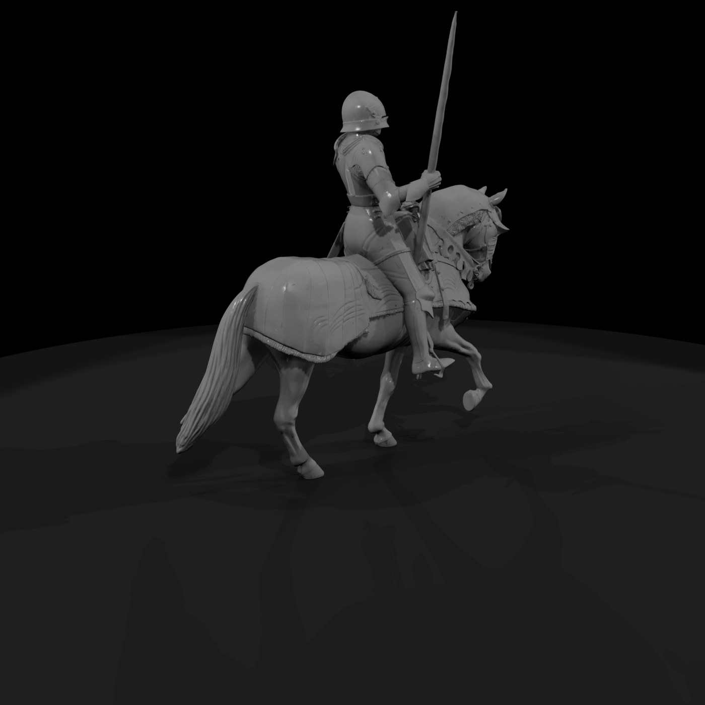 Armored Medieval Knight on Warhorse