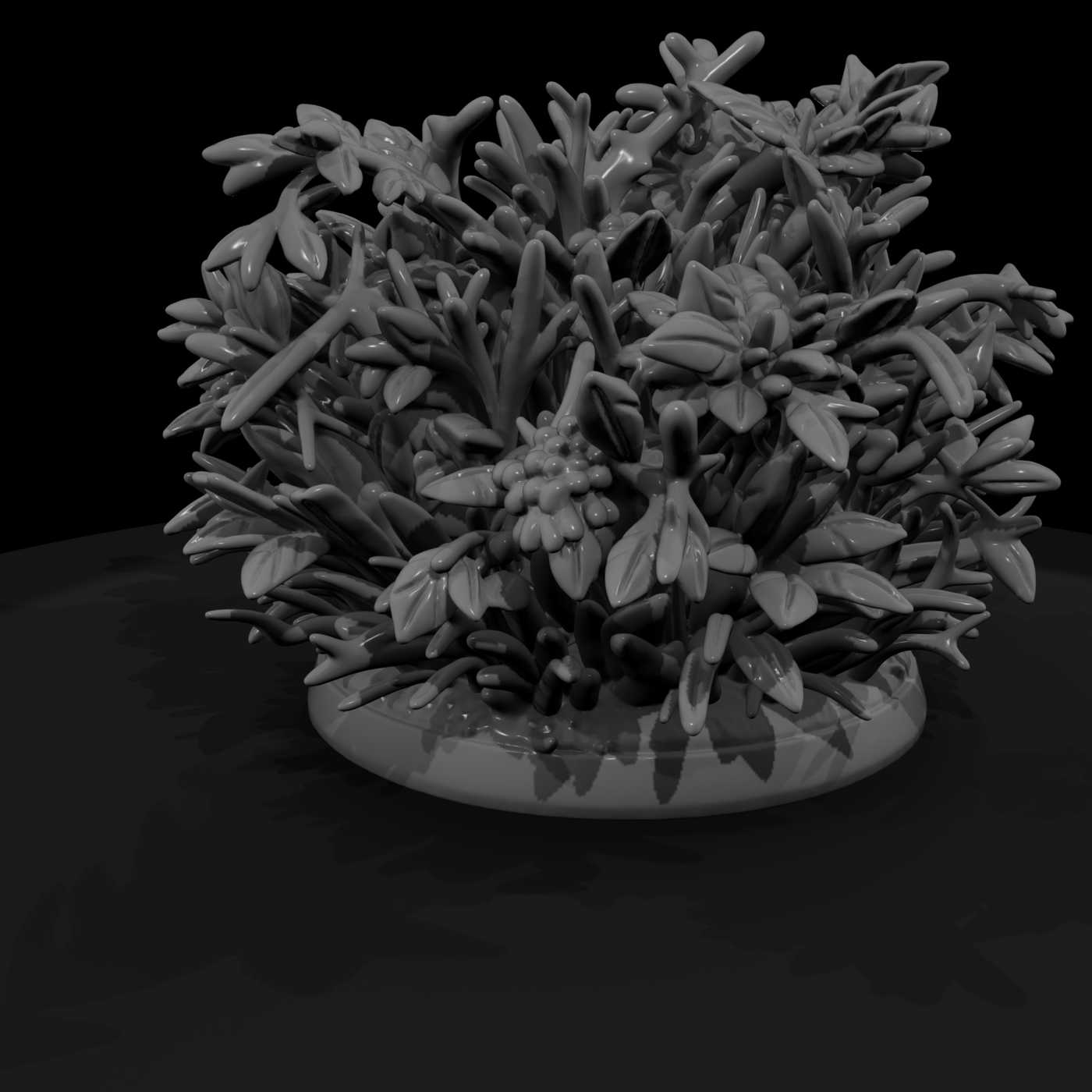 Stylized Sculpted Foliage Bush Miniature 3D Model