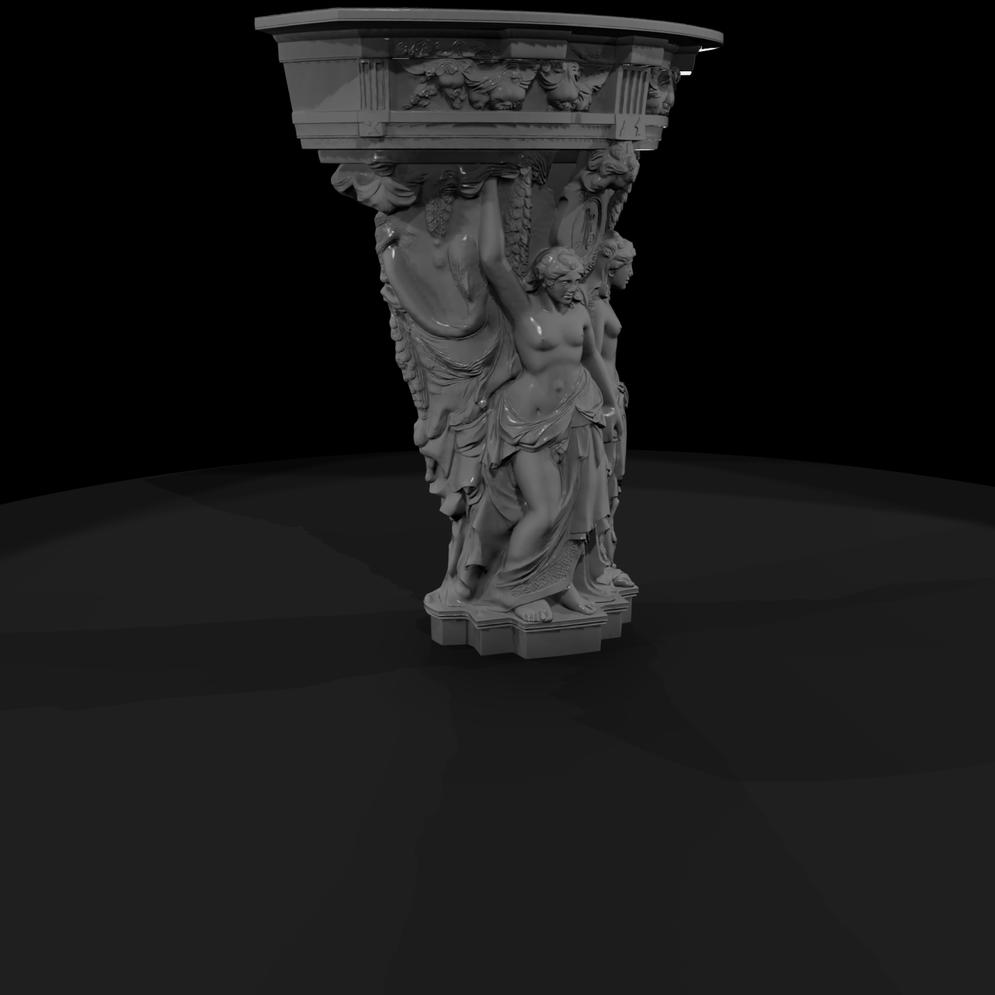 Neoclassical Caryatid Console Table Pedestal