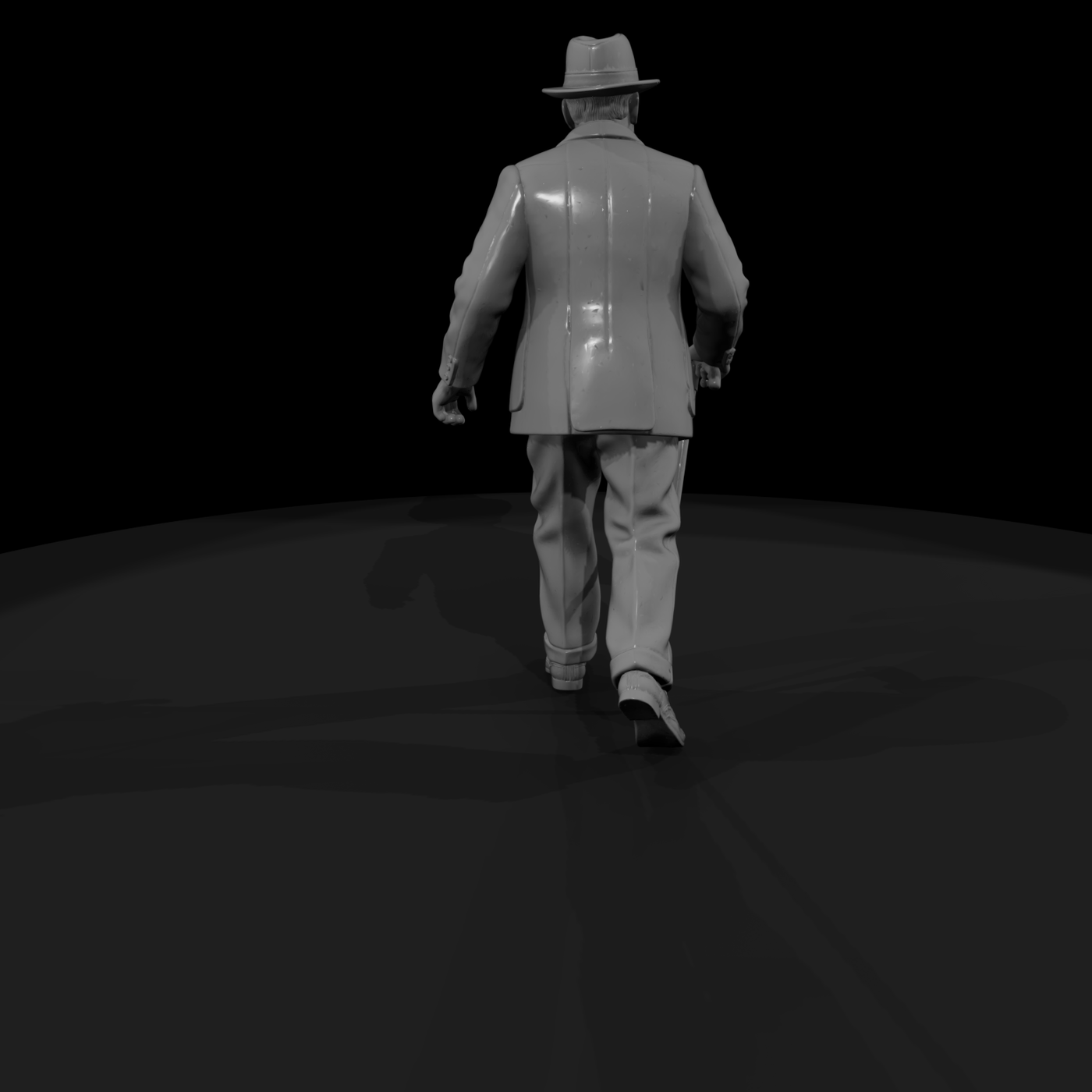 Elderly Gentleman Walking with Cane
