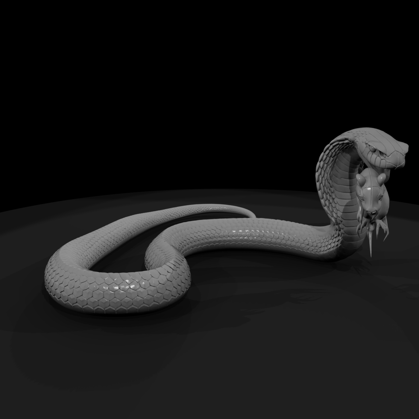 Coiled Cobra with Rat — Stylized