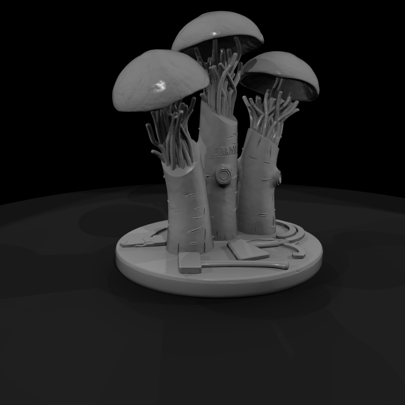Stylized fantasy mushroom terrain base