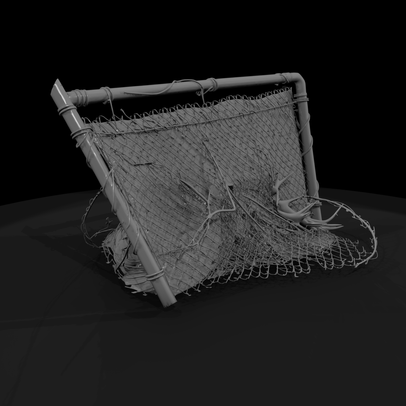 Damaged Chain Link Fence Section