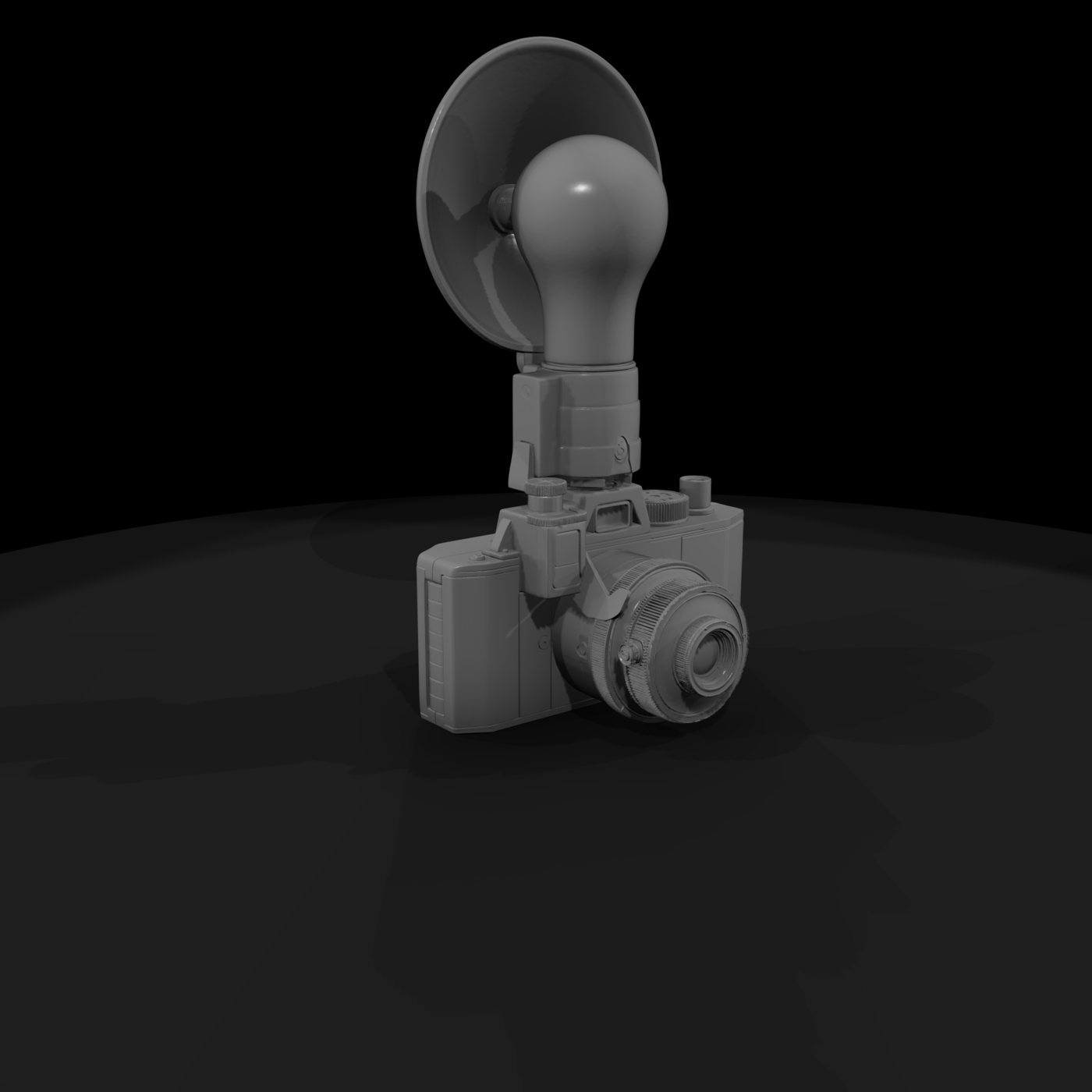 Vintage Camera with External Flash