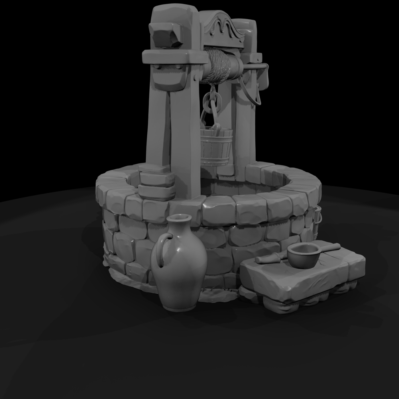 Stylized Medieval Water Well — Terrain
