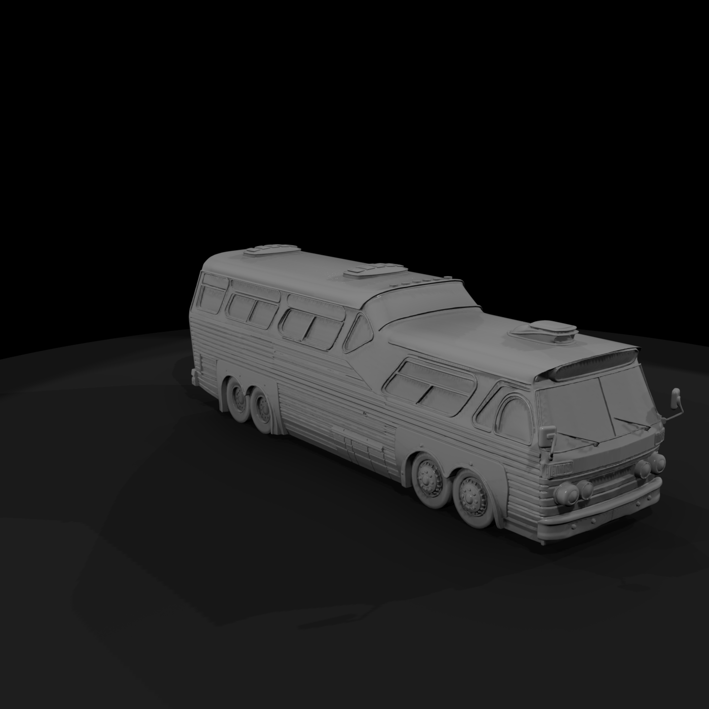 Flat Shaded Untextured Vintage Tour Bus 3D Model 0