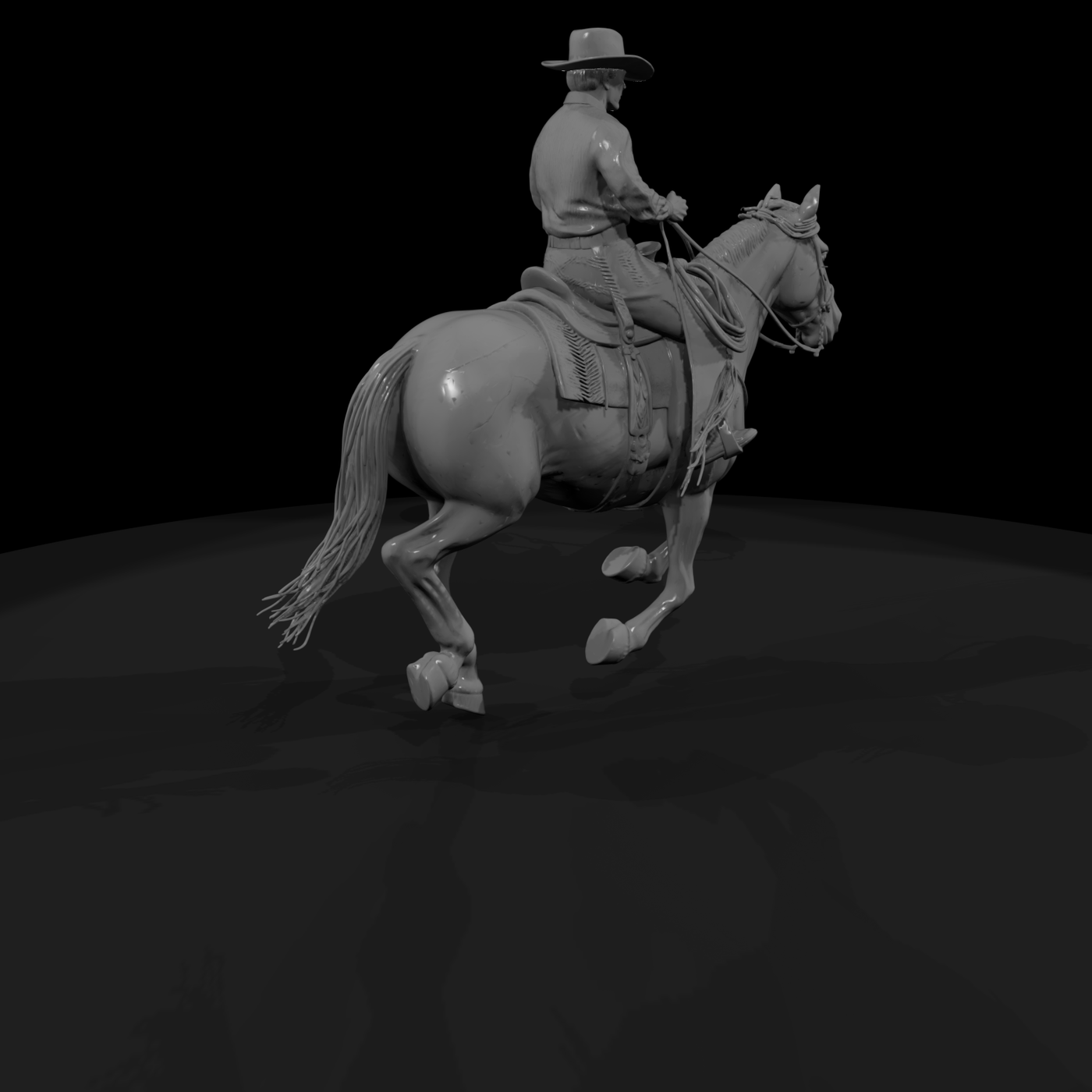 Cowboy on Spotted Horse — Mounted Rider