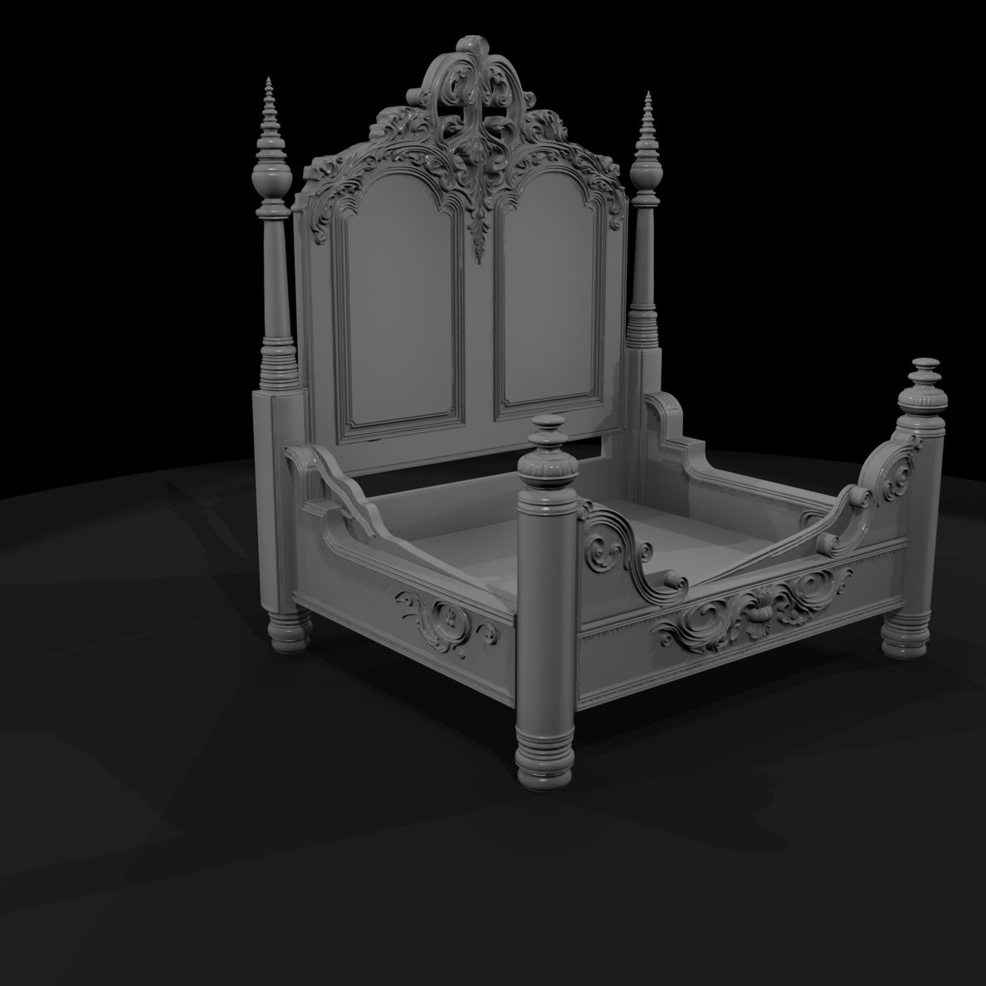 Victorian Rococo Four-Poster Bed Frame