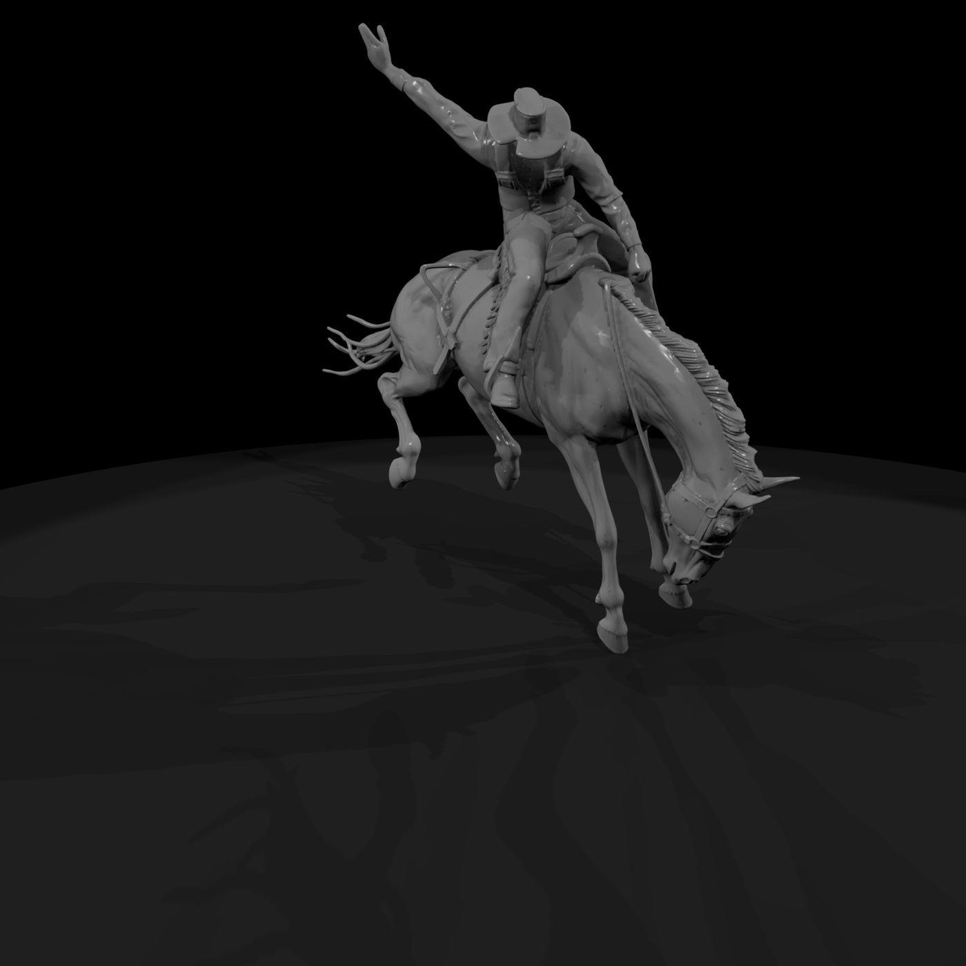 Rodeo Cowboy on Bucking Horse