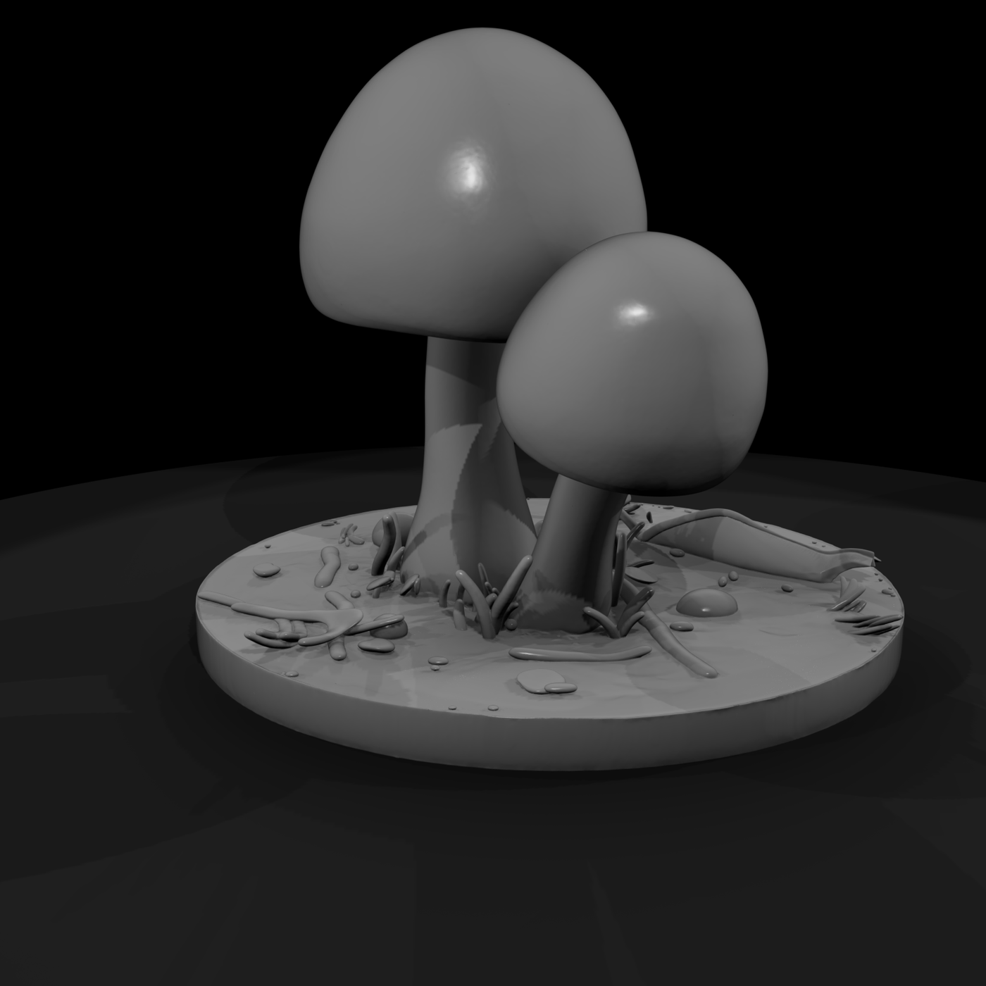 Stylized Forest Mushroom Cluster