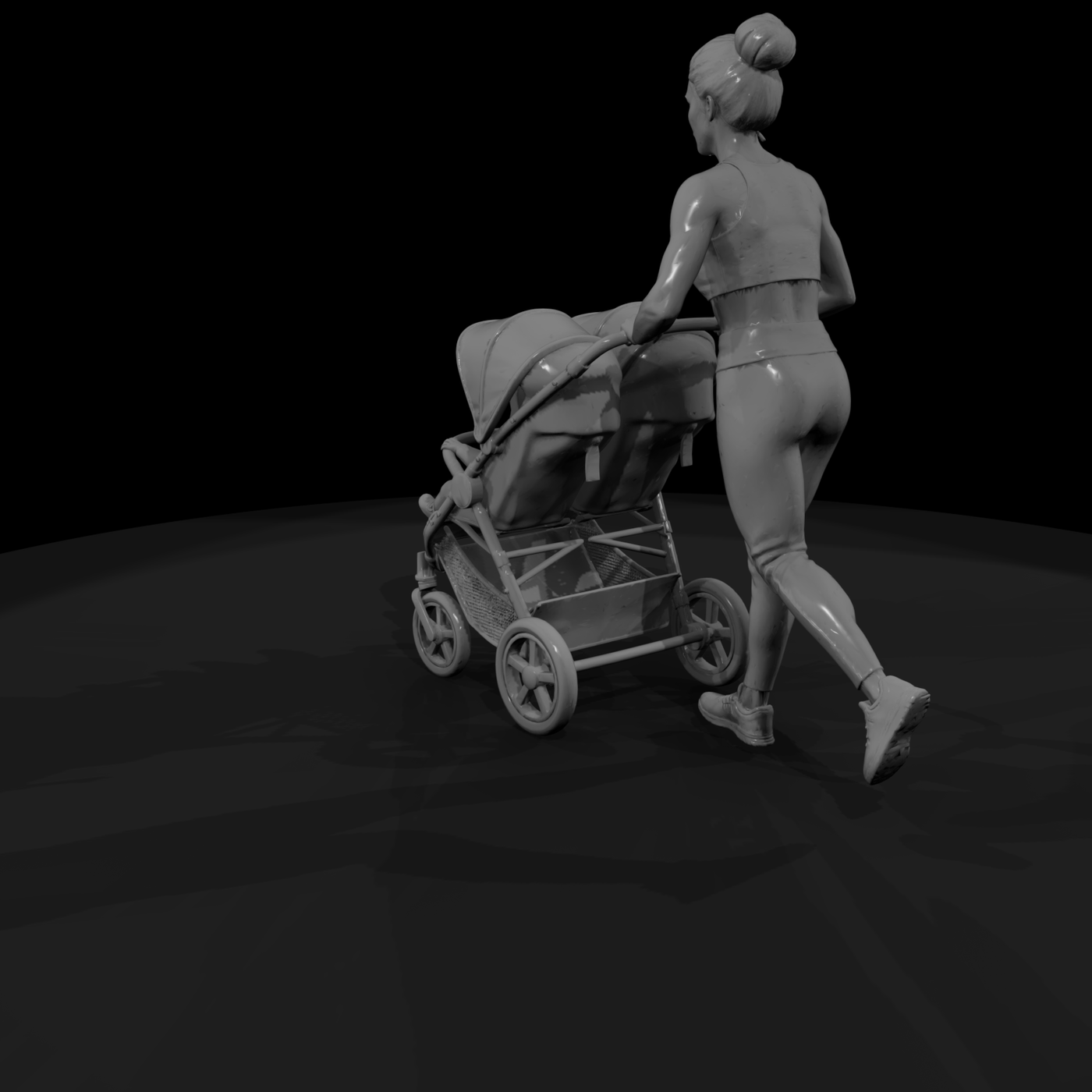 0066 Family Mom Twins Stroller