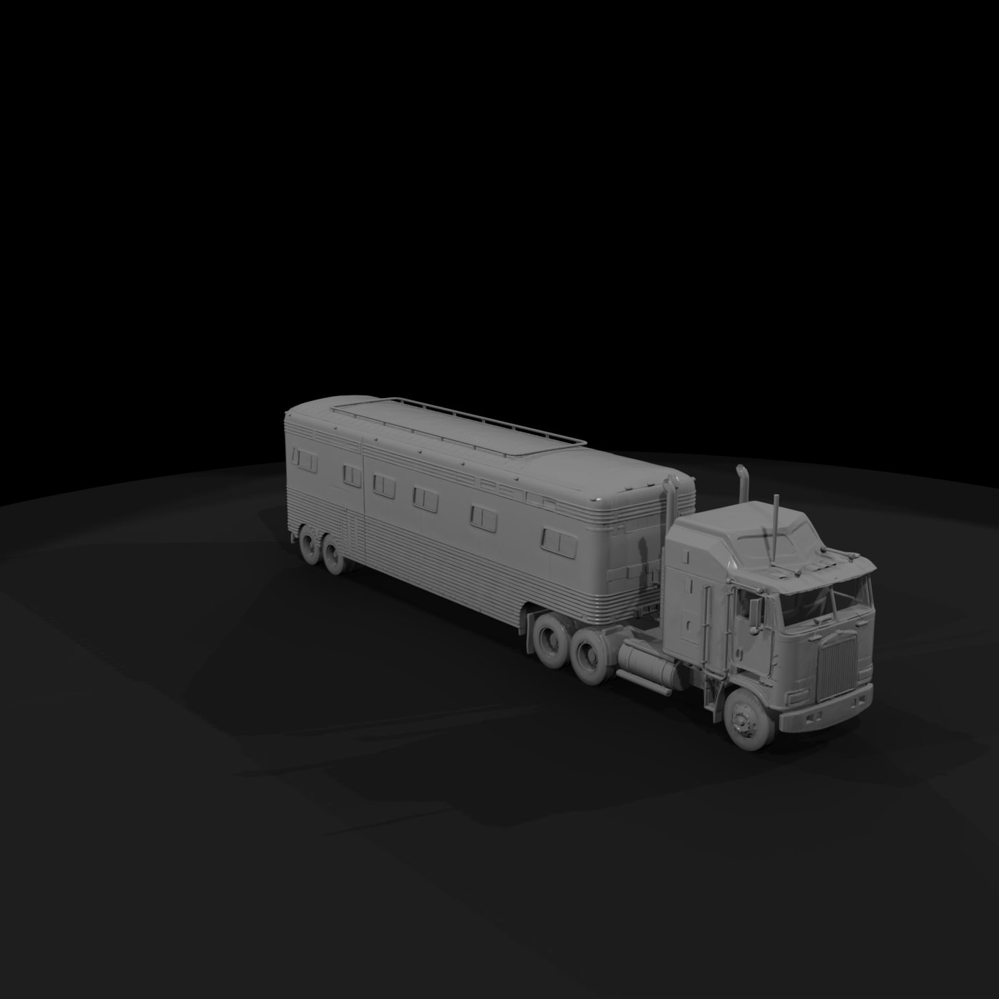 Cabover Semi Truck with Enclosed Trailer