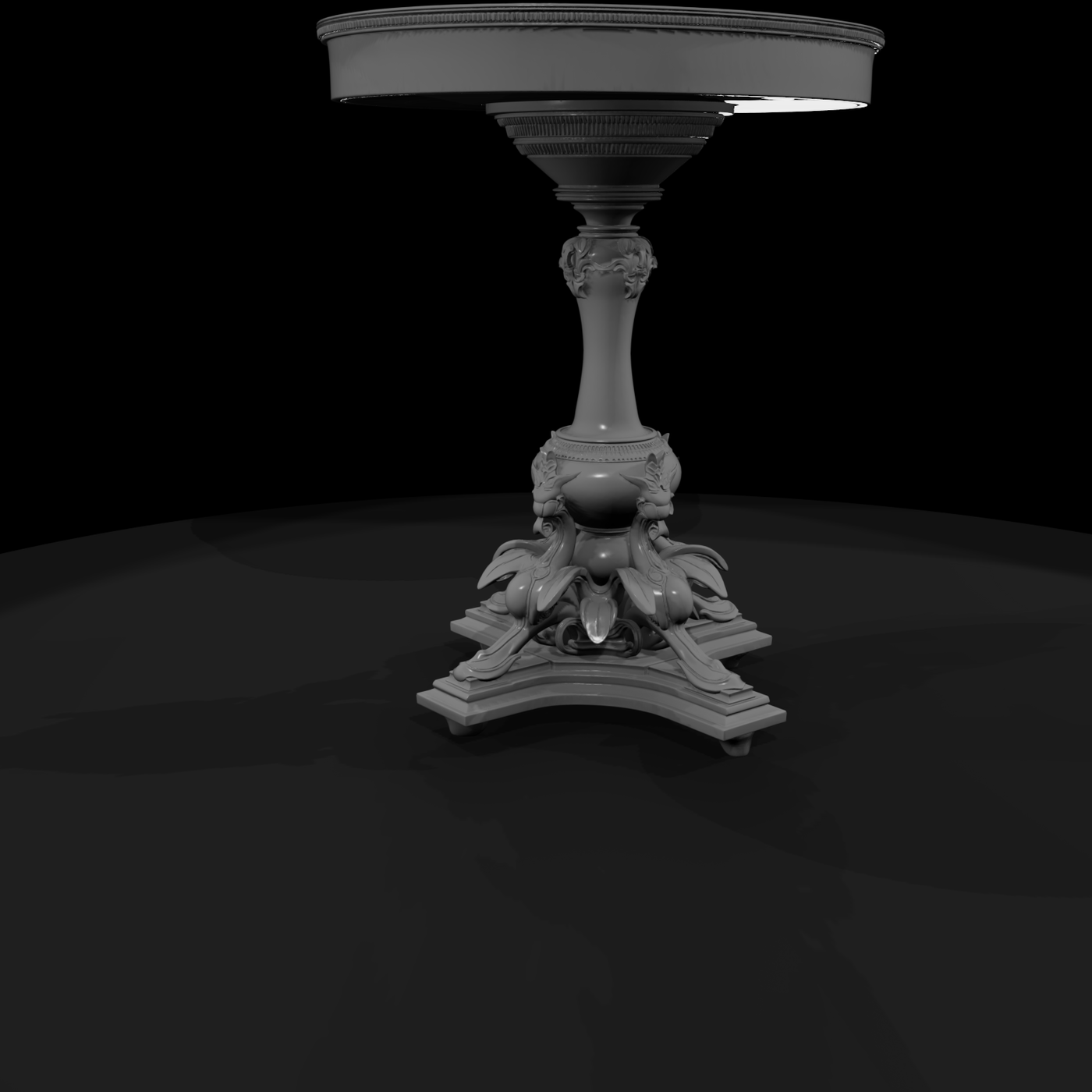 Baroque-Style Round Pedestal Side Table