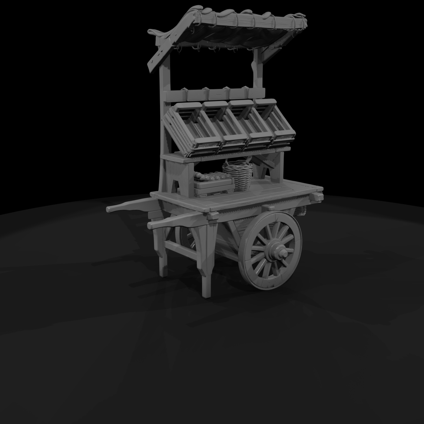 Medieval Market Vendor Cart
