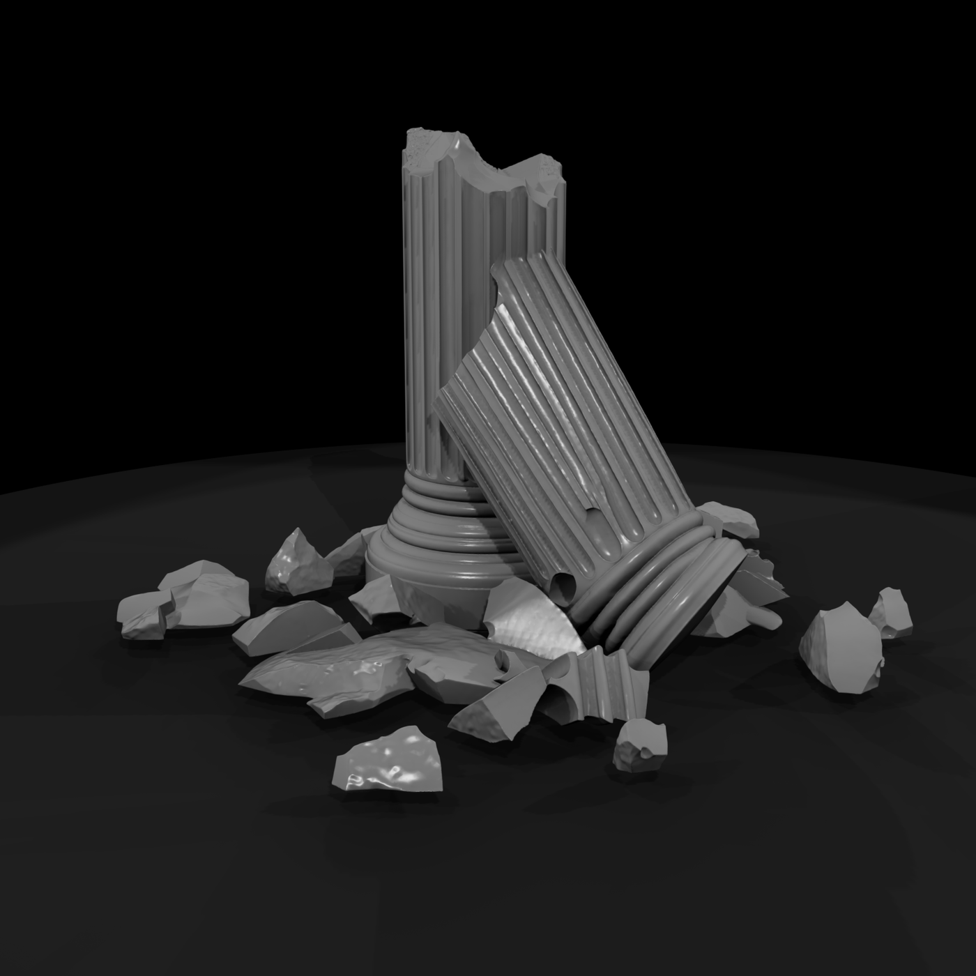 Broken Fluted Classical Column Ruin