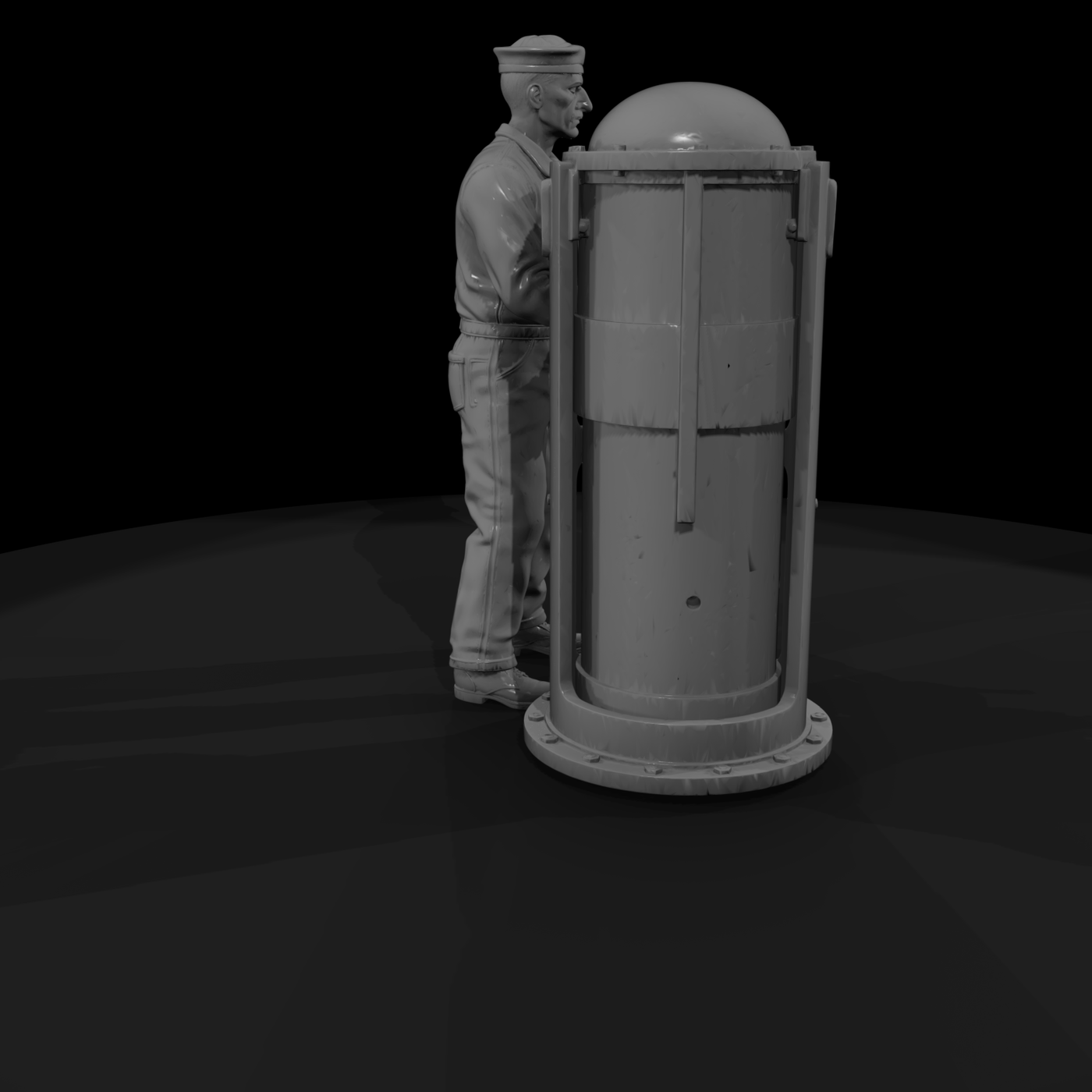 Naval Helmsman at the Ship's Wheel