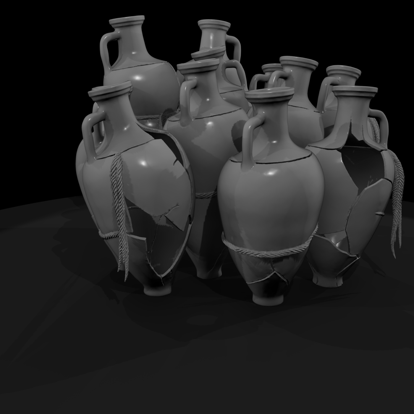 Weathered Ancient Amphora Set