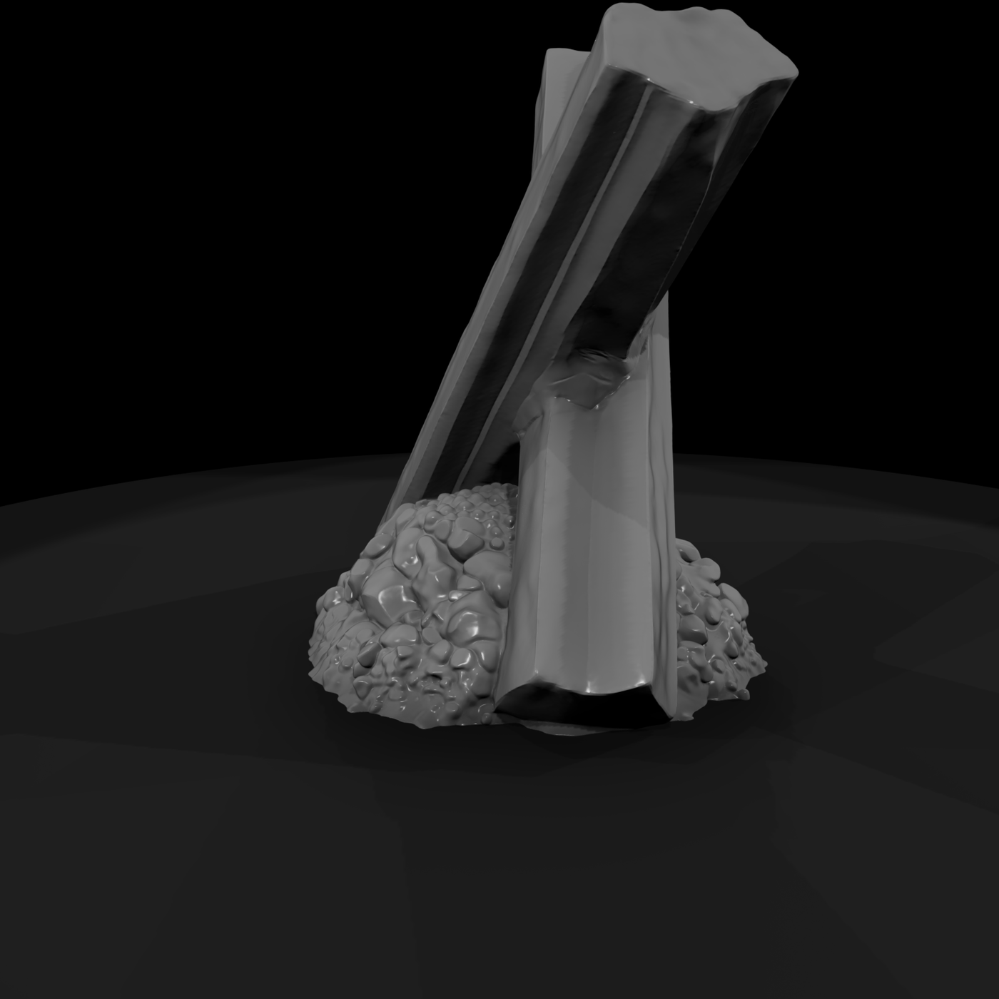 Crossed Anti‑Vehicle Barrier with Rubble