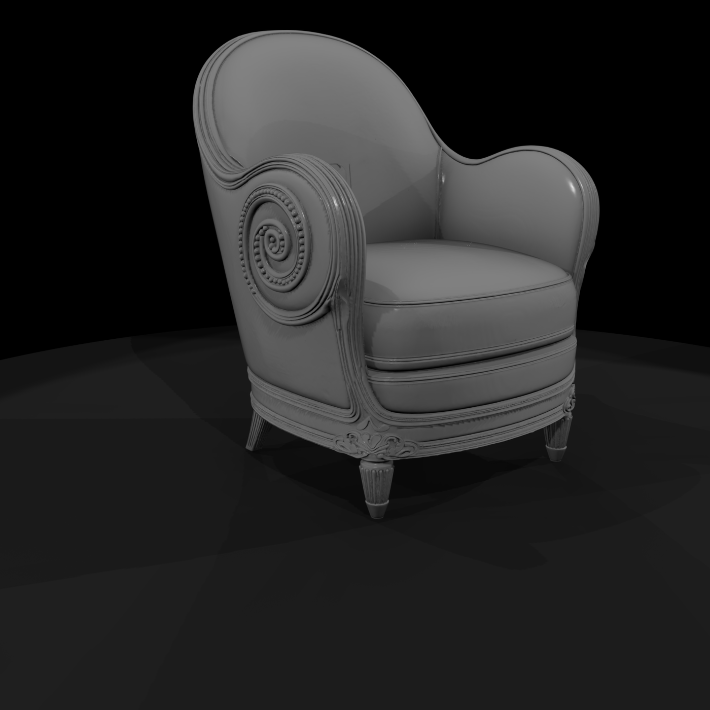 Ornate Rolled‑Arm Chair