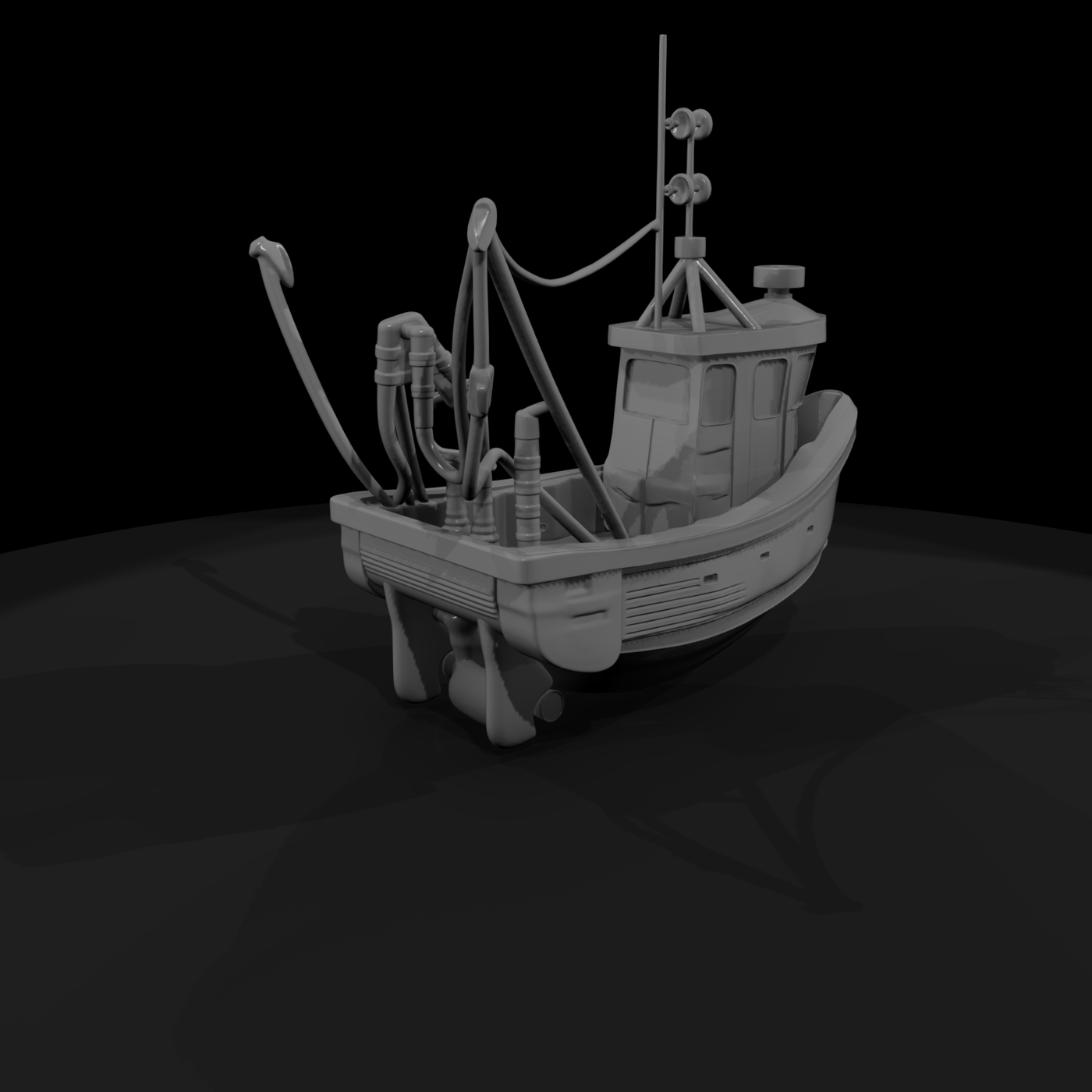 Stylized Fishing Trawler Boat