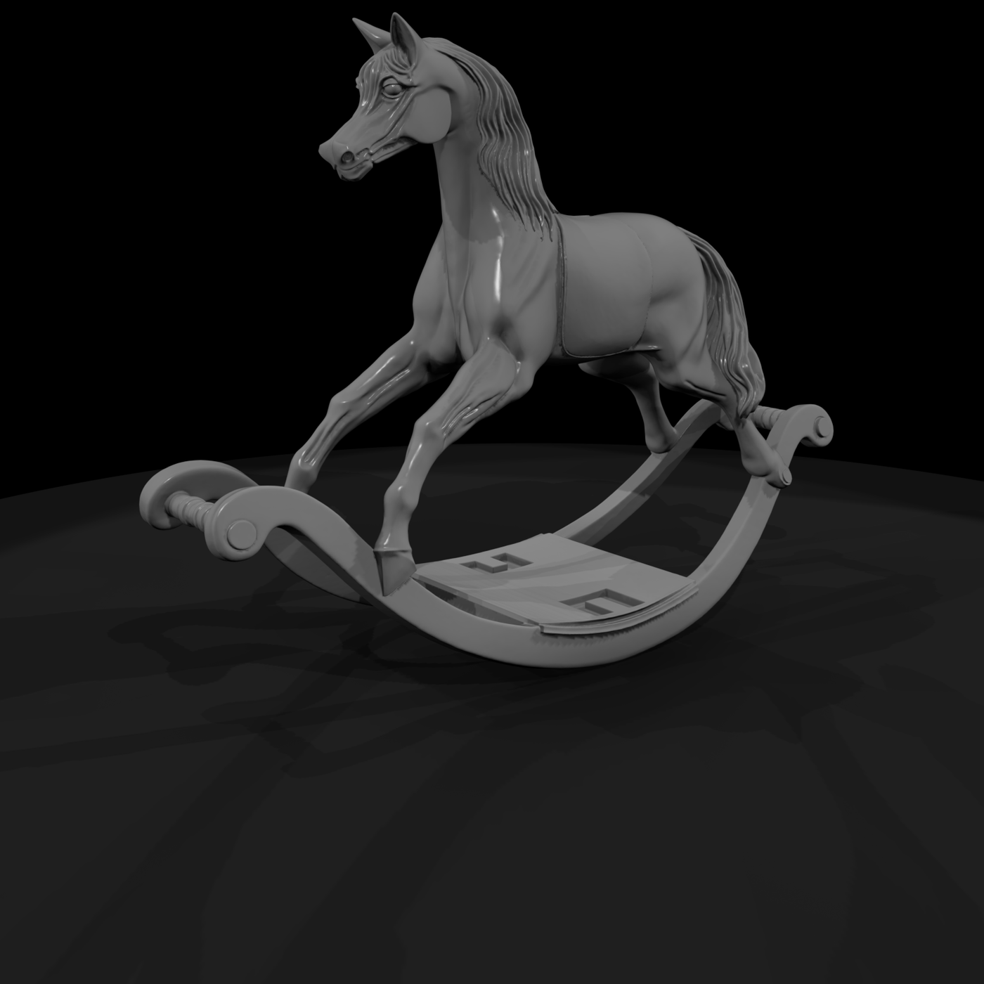 Classic Rocking Horse — Nursery Dollhouse Prop