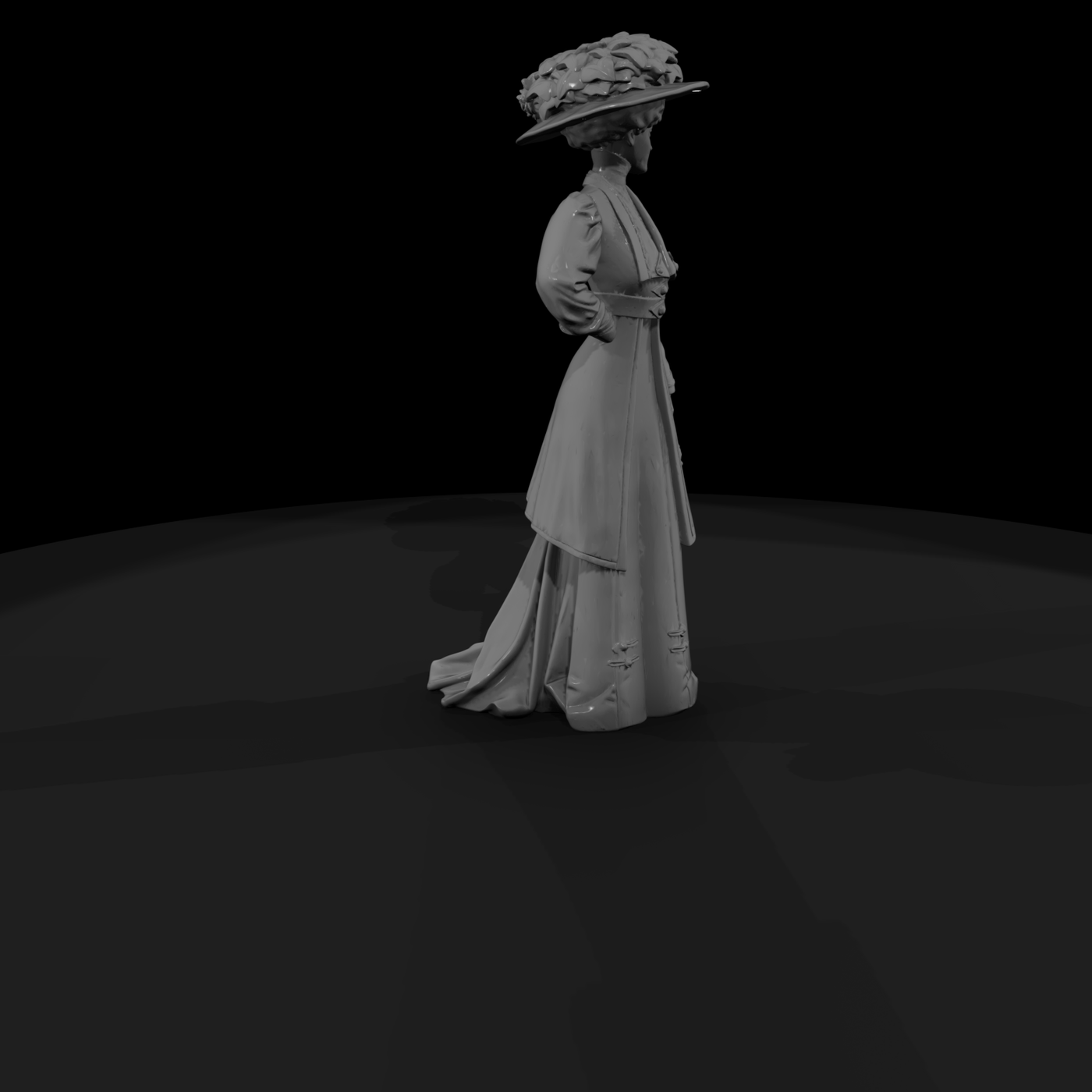 Edwardian Lady in Green Walking Dress