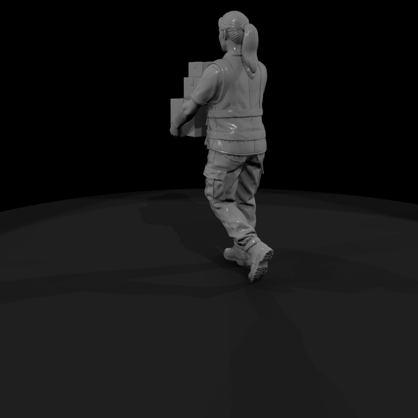 Delivery Worker Carrying Parcels