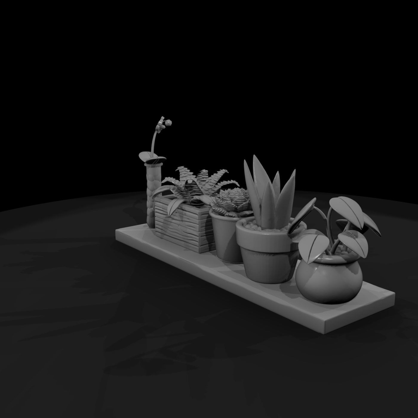 Stylized Indoor Potted Plant Shelf