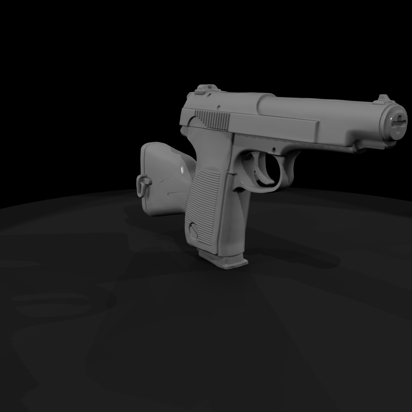 Machine Pistol with Wooden Holster-Stock