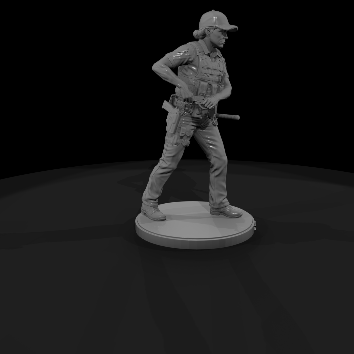 Police Officer Advancing with Carbine