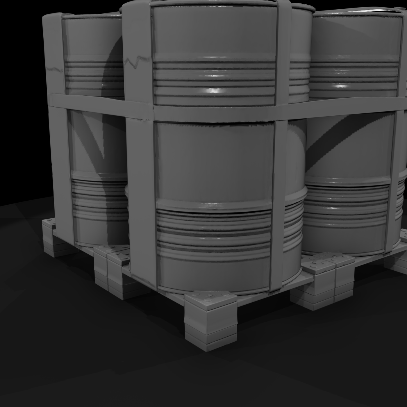 Industrial Chemical Drum Pallet Set (Game-Ready)