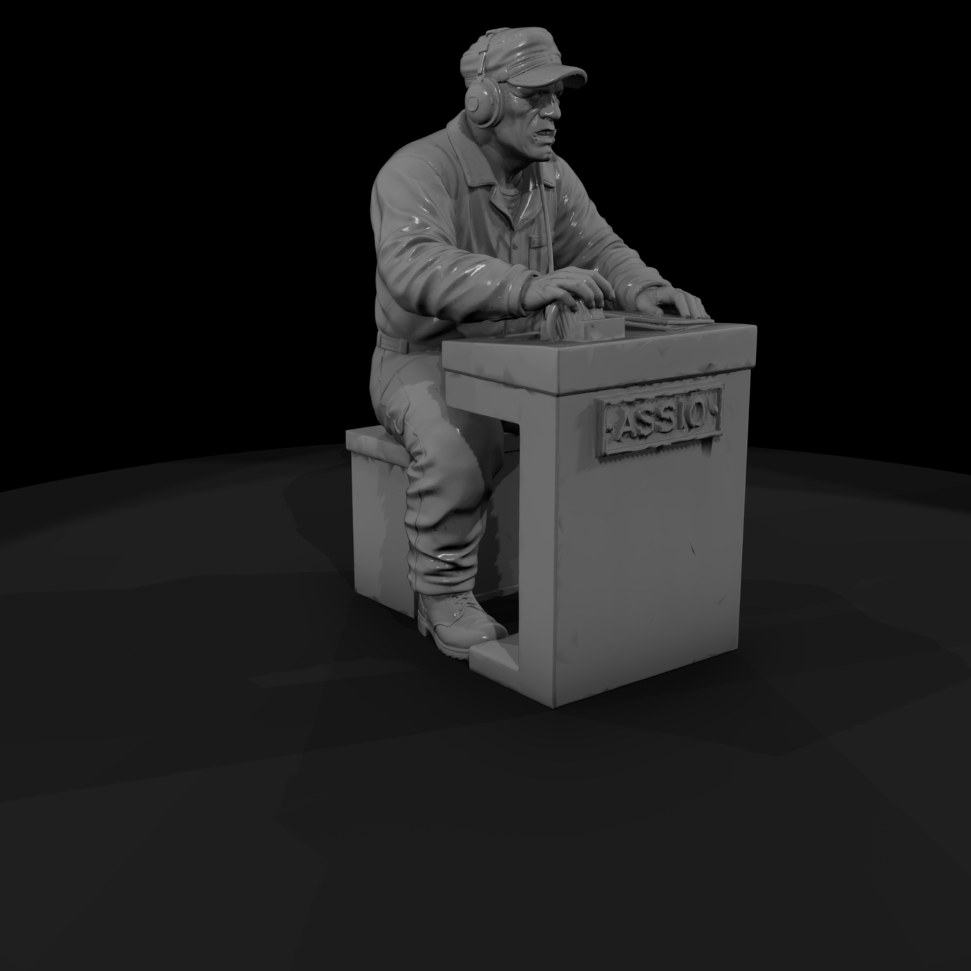 WWII Radio Operator at Set