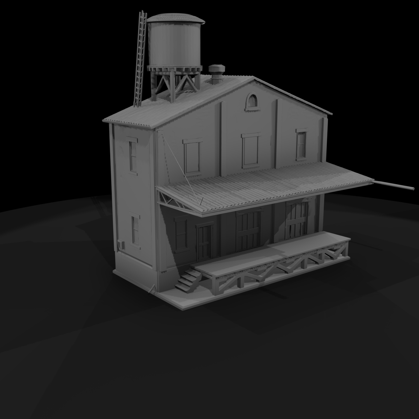 Vintage Industrial Warehouse with Water Tower